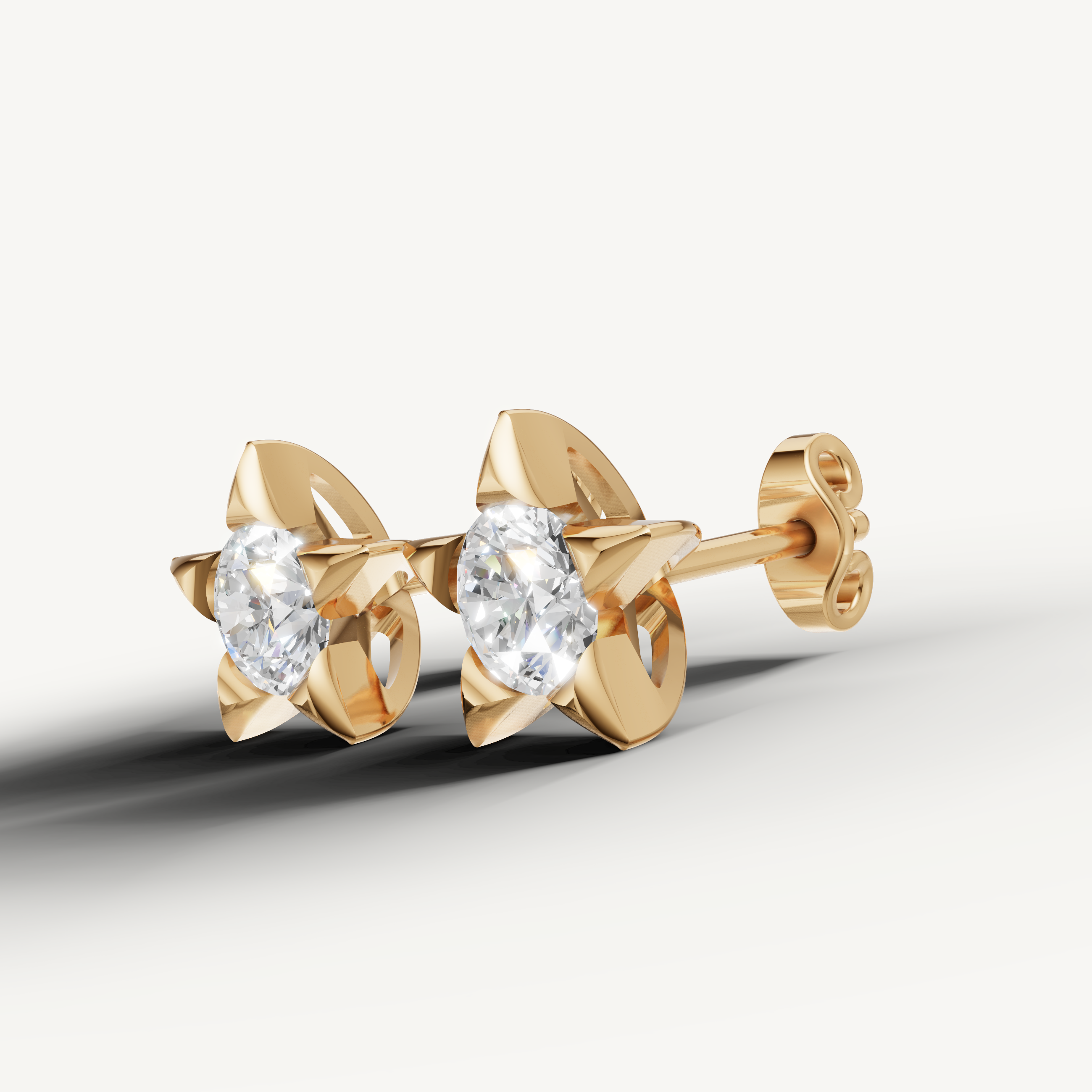 Raul Diamonds yellow gold celestial star diamond stud earrings for women