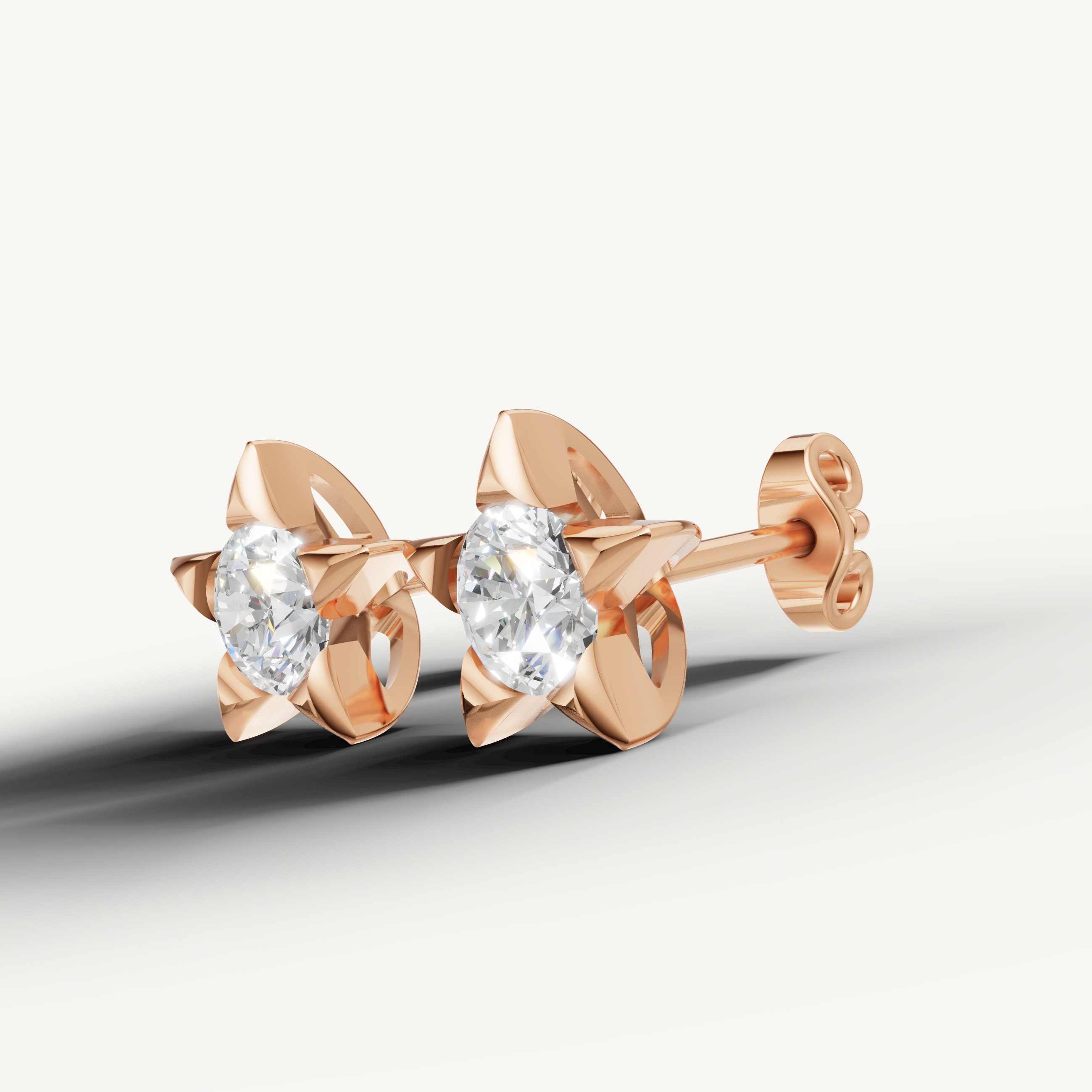Raul Diamonds rose gold round diamond star stud earrings for luxury everyday wear