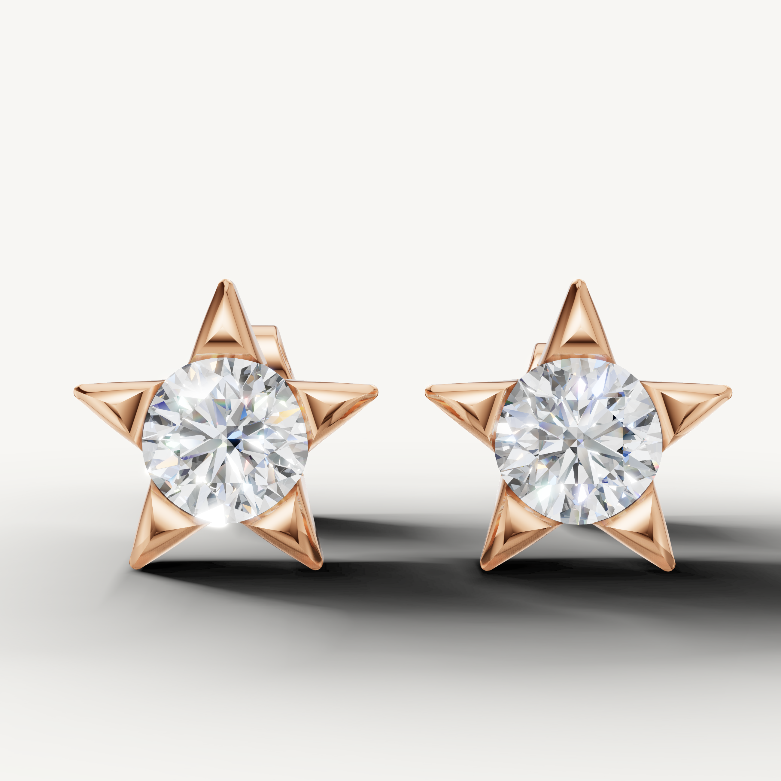 Star shaped lab grown diamond stud earrings in 14K rose gold by Raul Diamonds