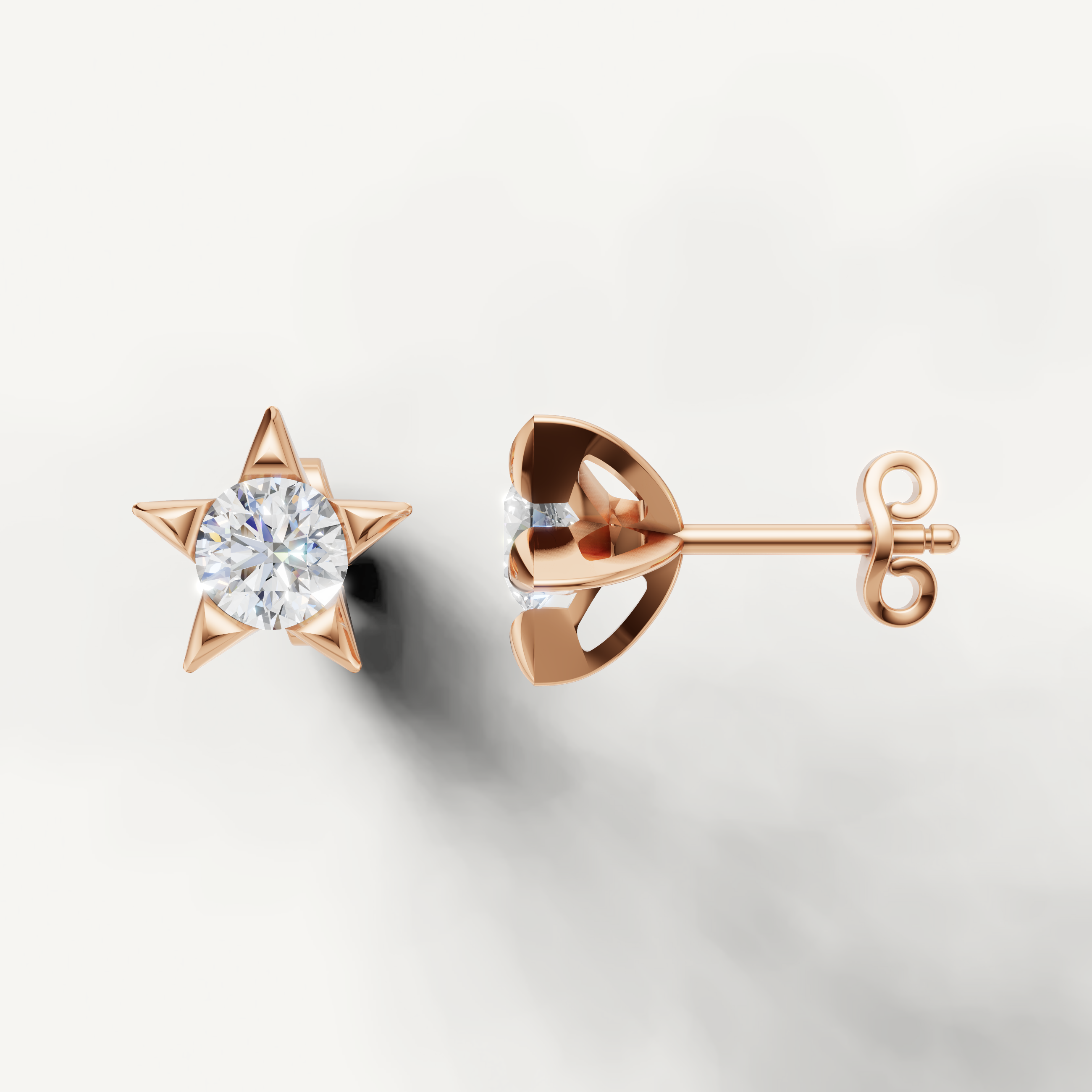 Elegant rose gold star shaped diamond earrings with timeless sparkle by Raul Diamonds