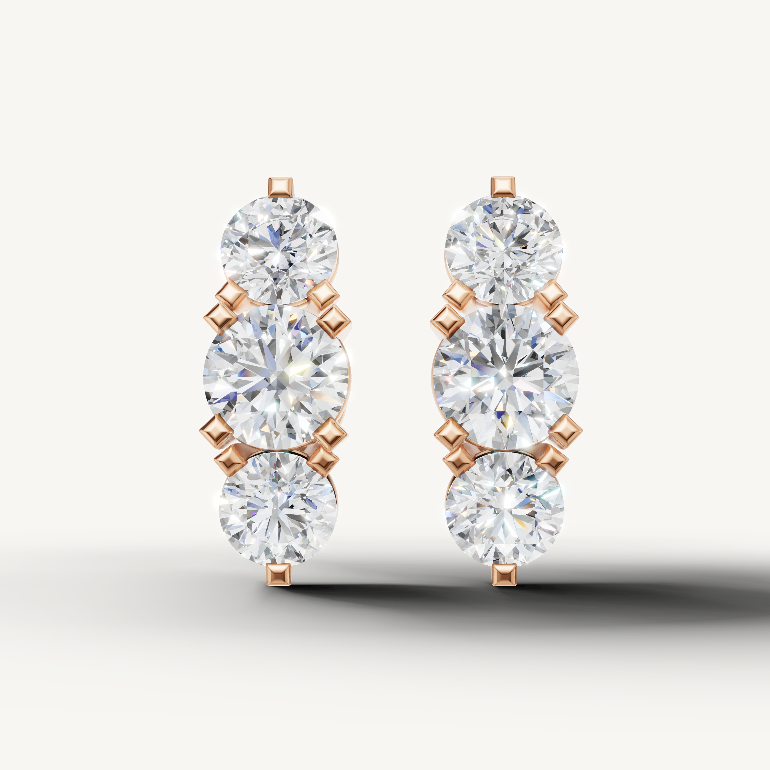 Raul Diamonds rose gold round diamond drop earrings with brilliant luxury design