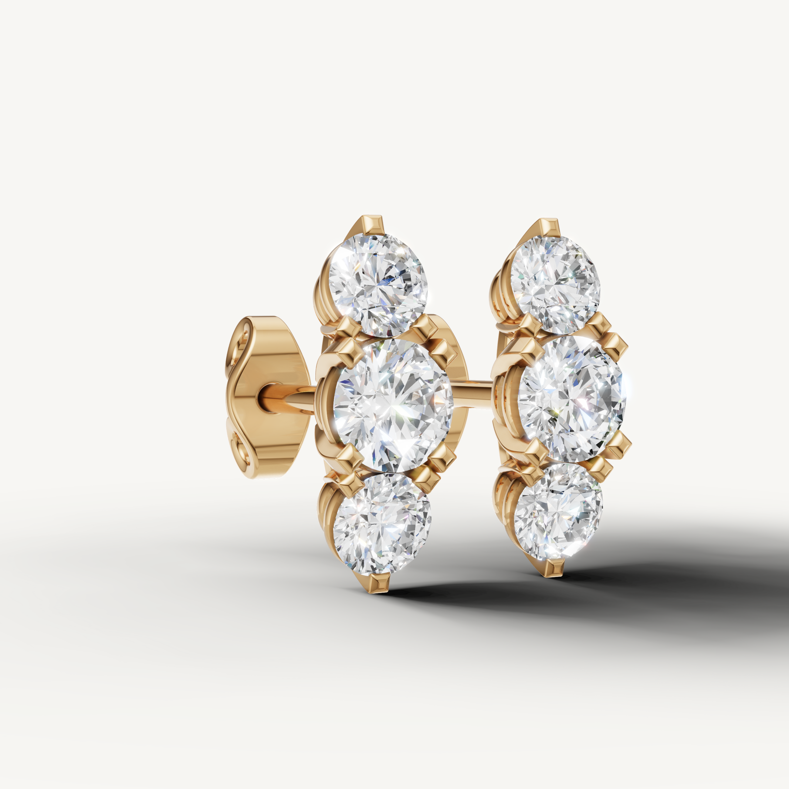 Raul Diamonds yellow gold round cut diamond drop earrings for women