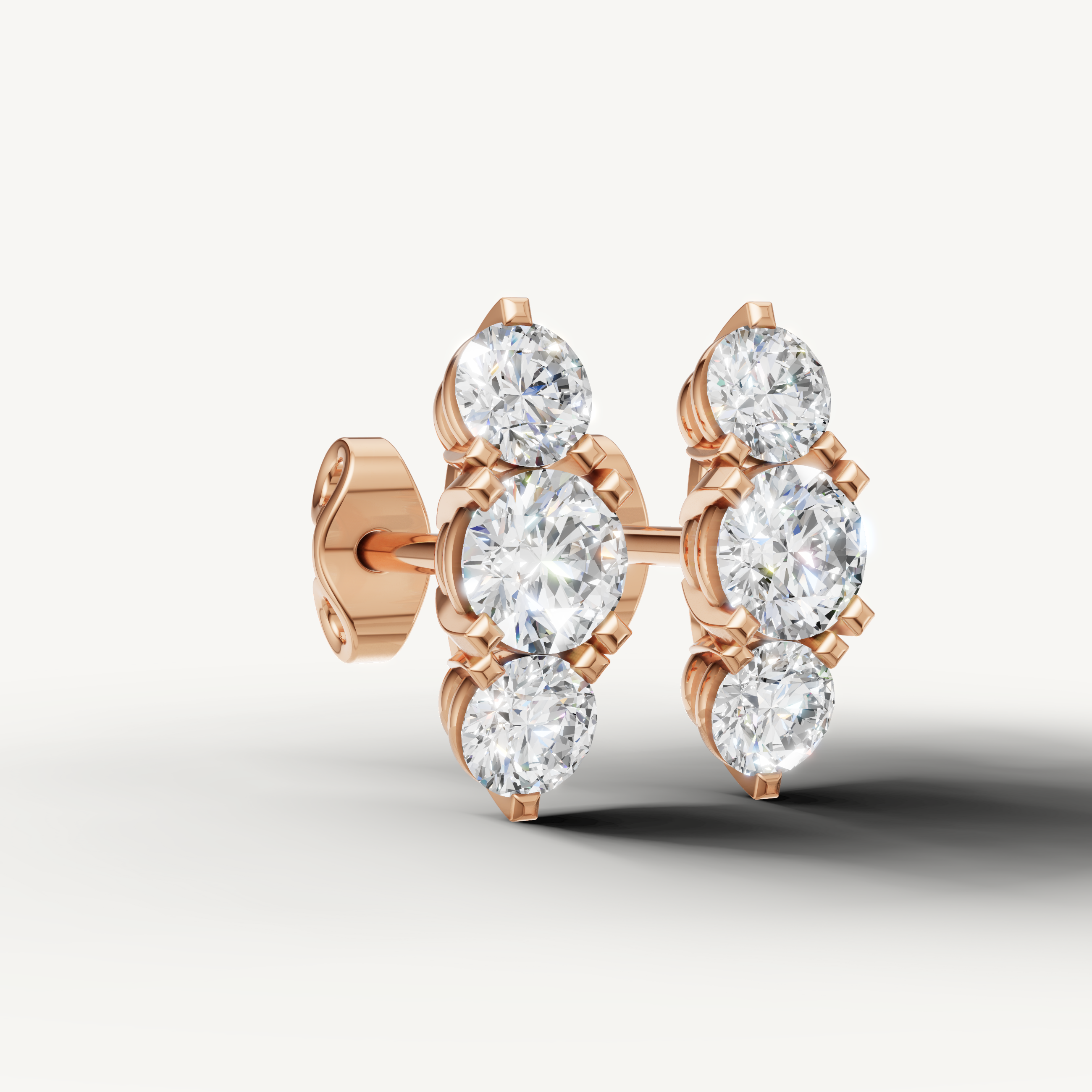 Raul Diamonds rose gold round cut diamond drop earrings for modern women