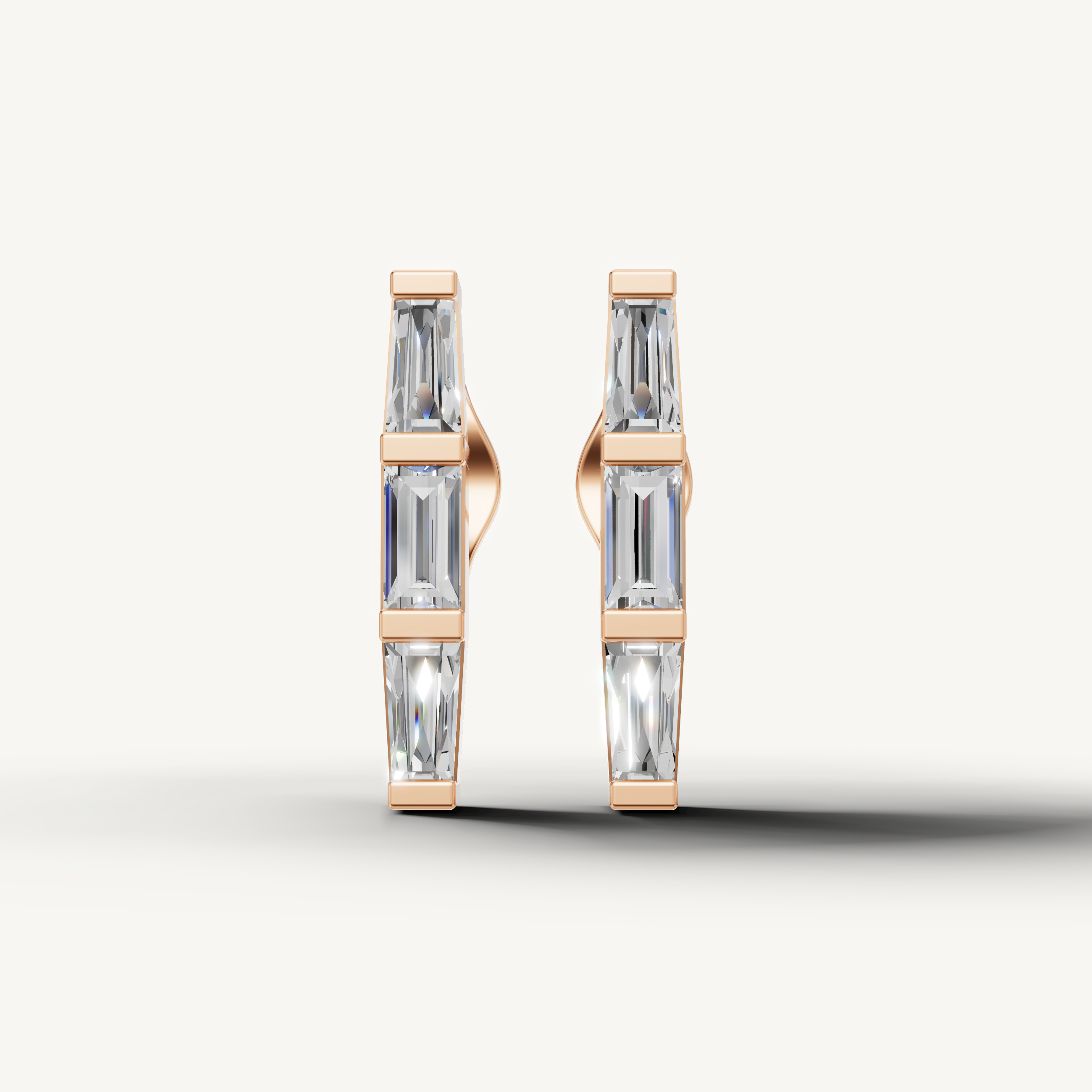 Raul Diamonds rose gold baguette diamond hoop earrings with refined modern sparkle