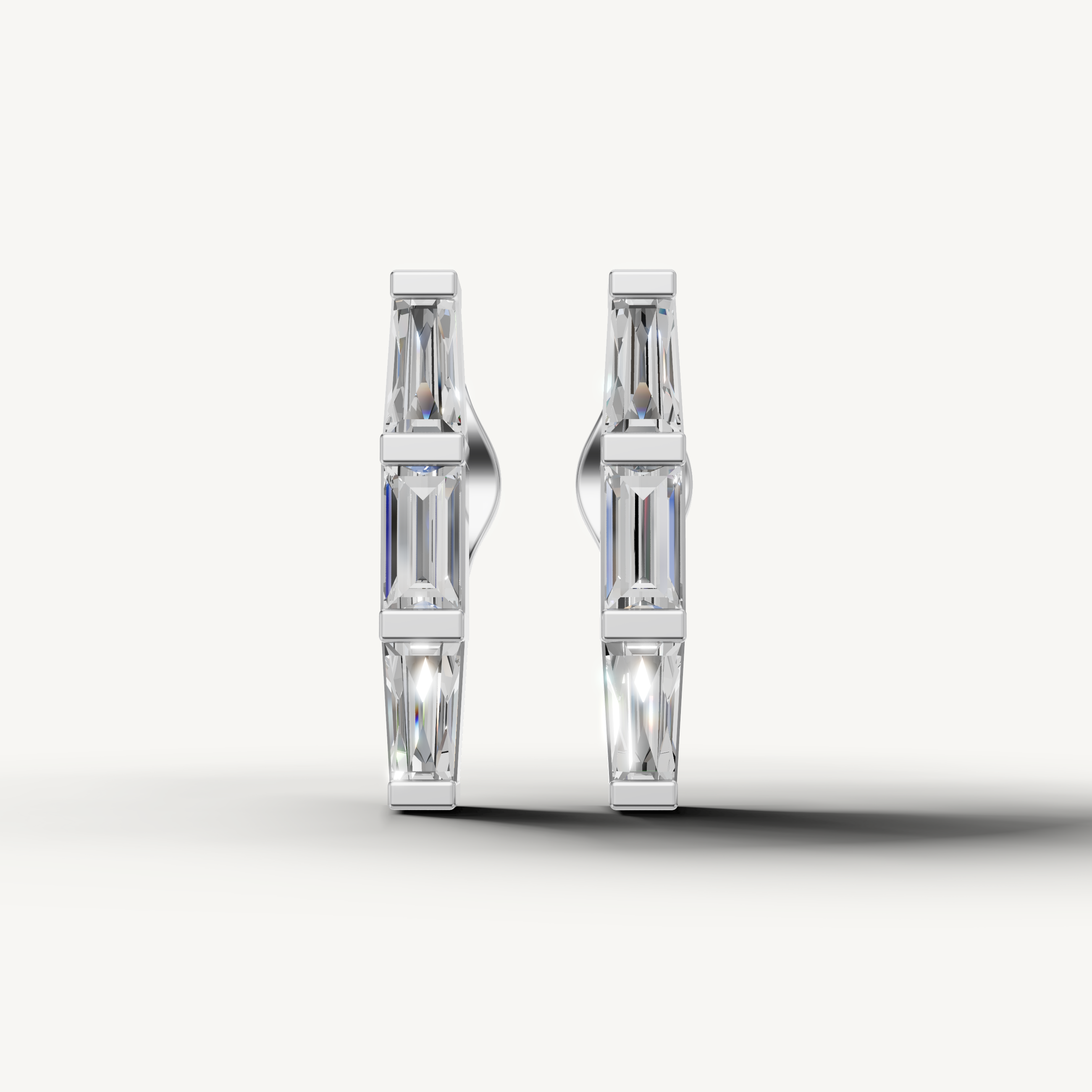 Raul Diamonds white gold baguette diamond hoop earrings with modern geometric elegance