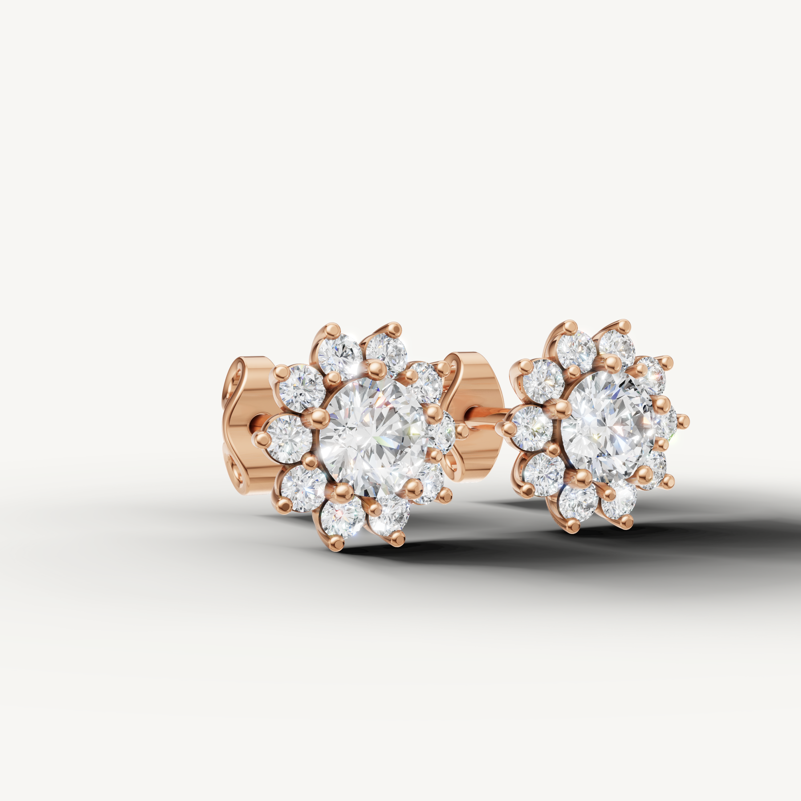 Raul Diamonds rose gold cluster diamond stud earrings for elegant everyday wear