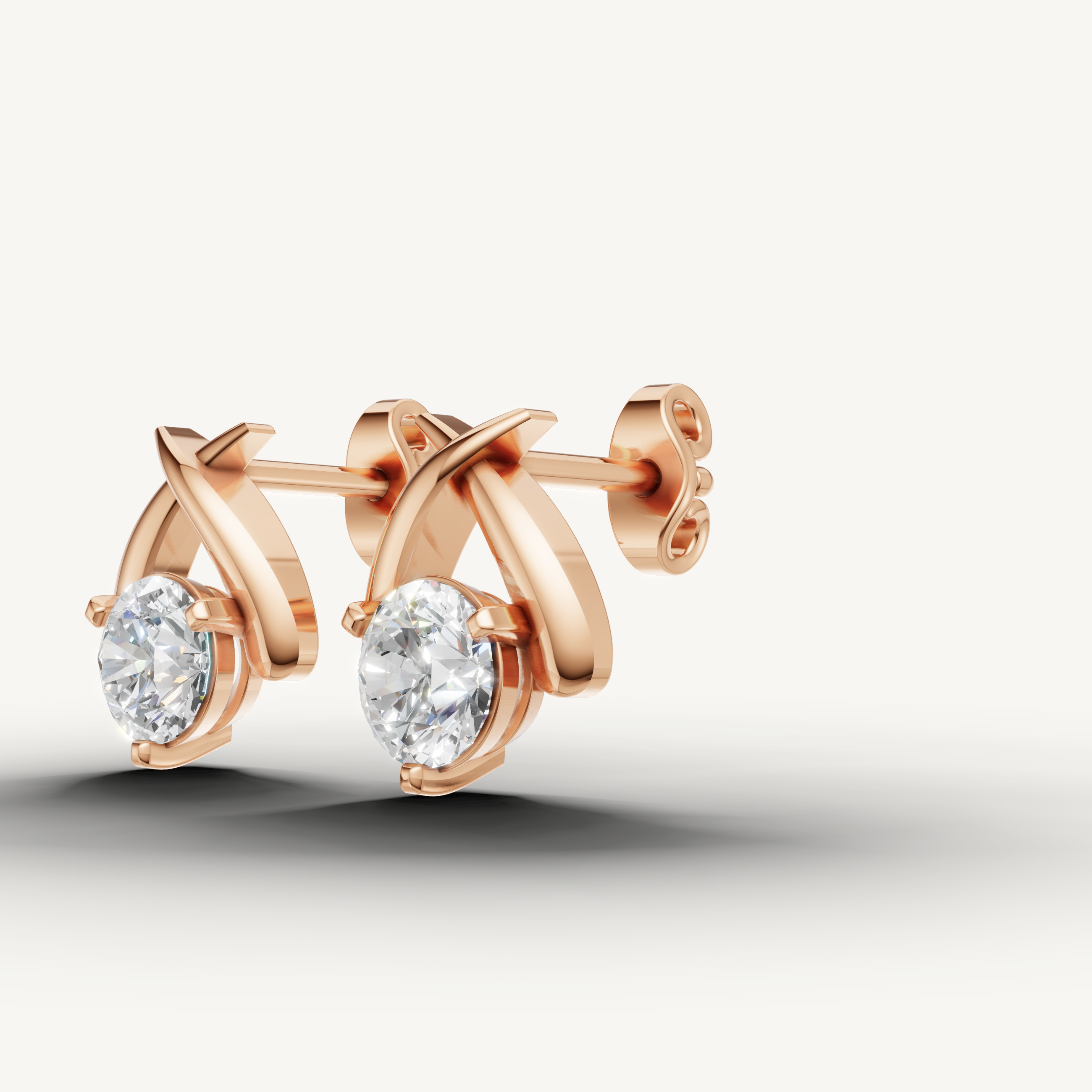 Raul Diamonds white gold crossover diamond stud earrings with elegant luxury sparkle