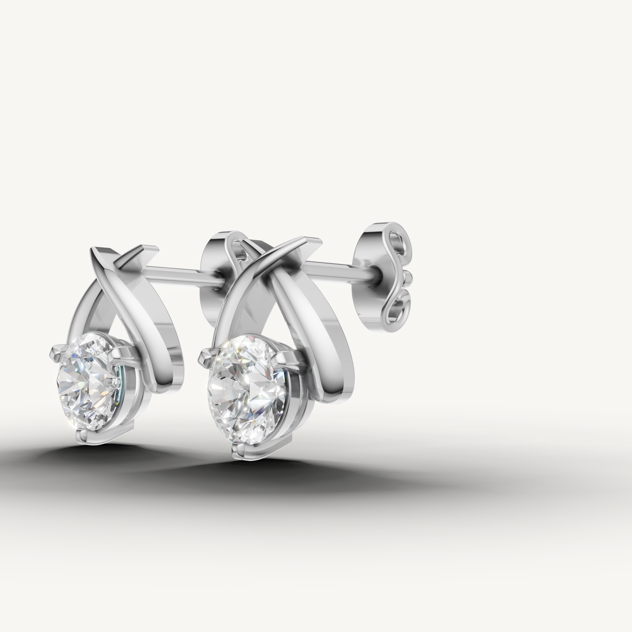 Lab Grown Diamond Crossover Stud Earrings in 14K Gold