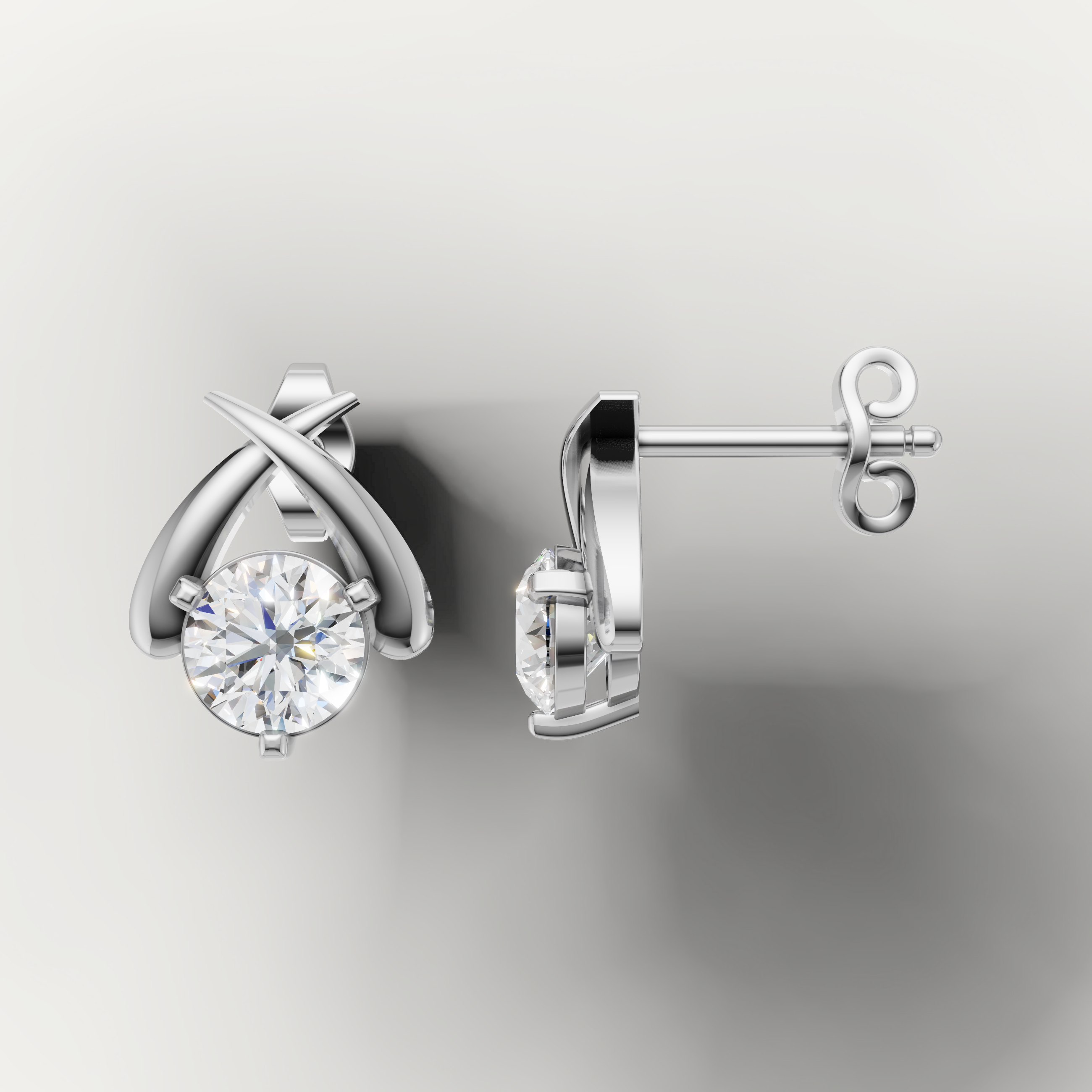 Raul Diamonds white gold contemporary diamond stud earrings for modern elegance