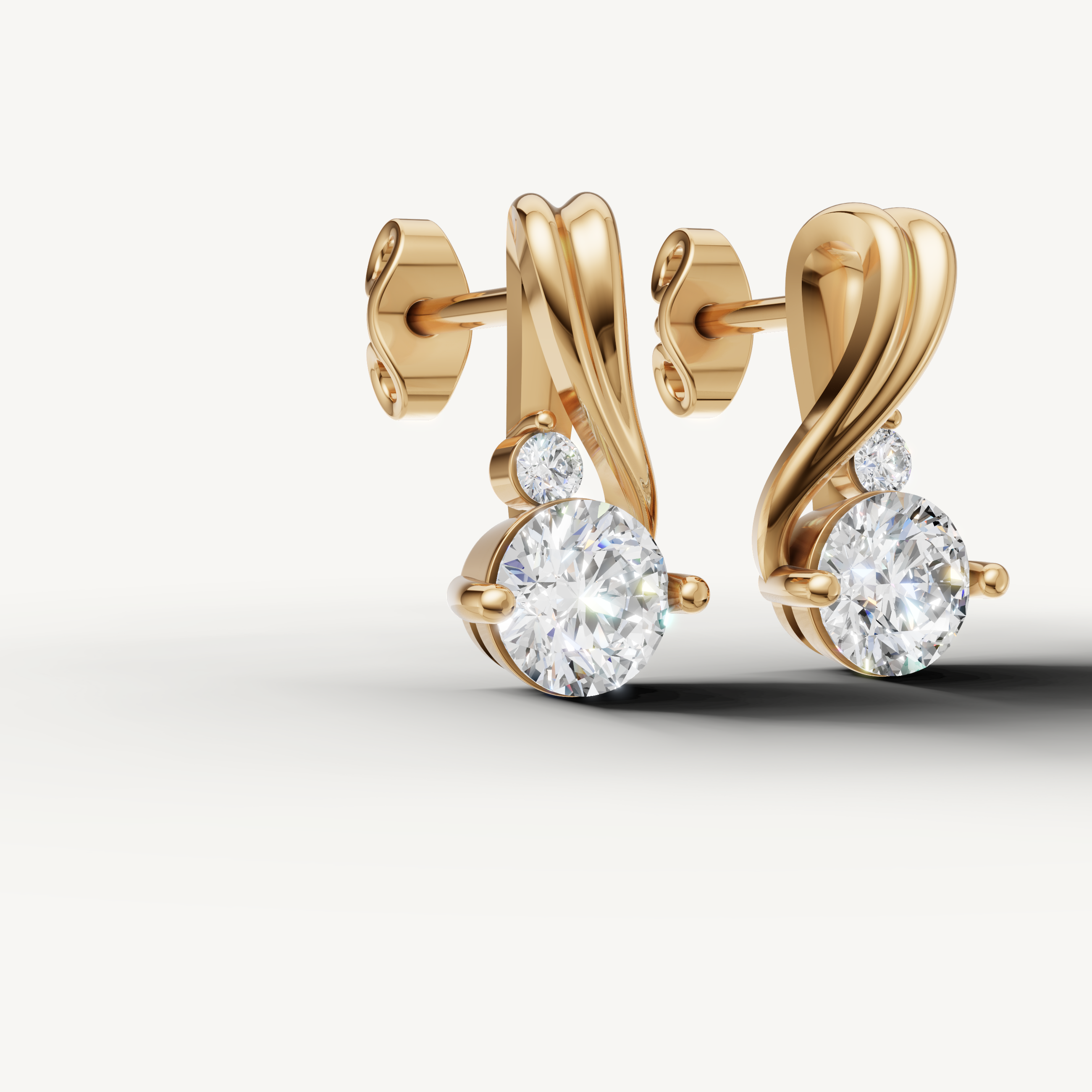 Raul Diamonds yellow gold contemporary diamond drop earrings for timeless elegance