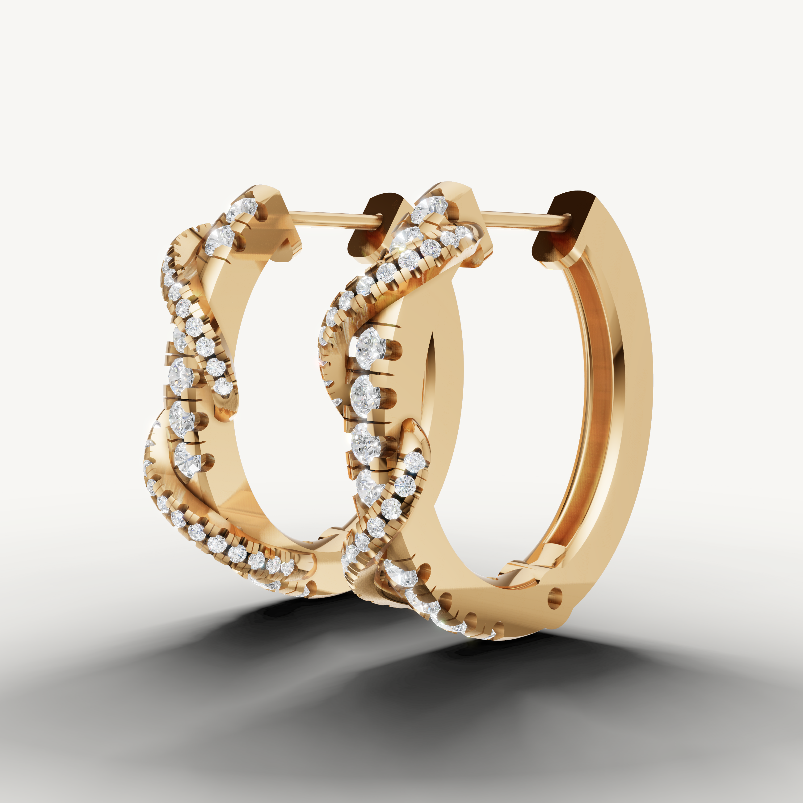 Raul Diamonds rose gold diamond hoop earrings with twisted pavé elegance