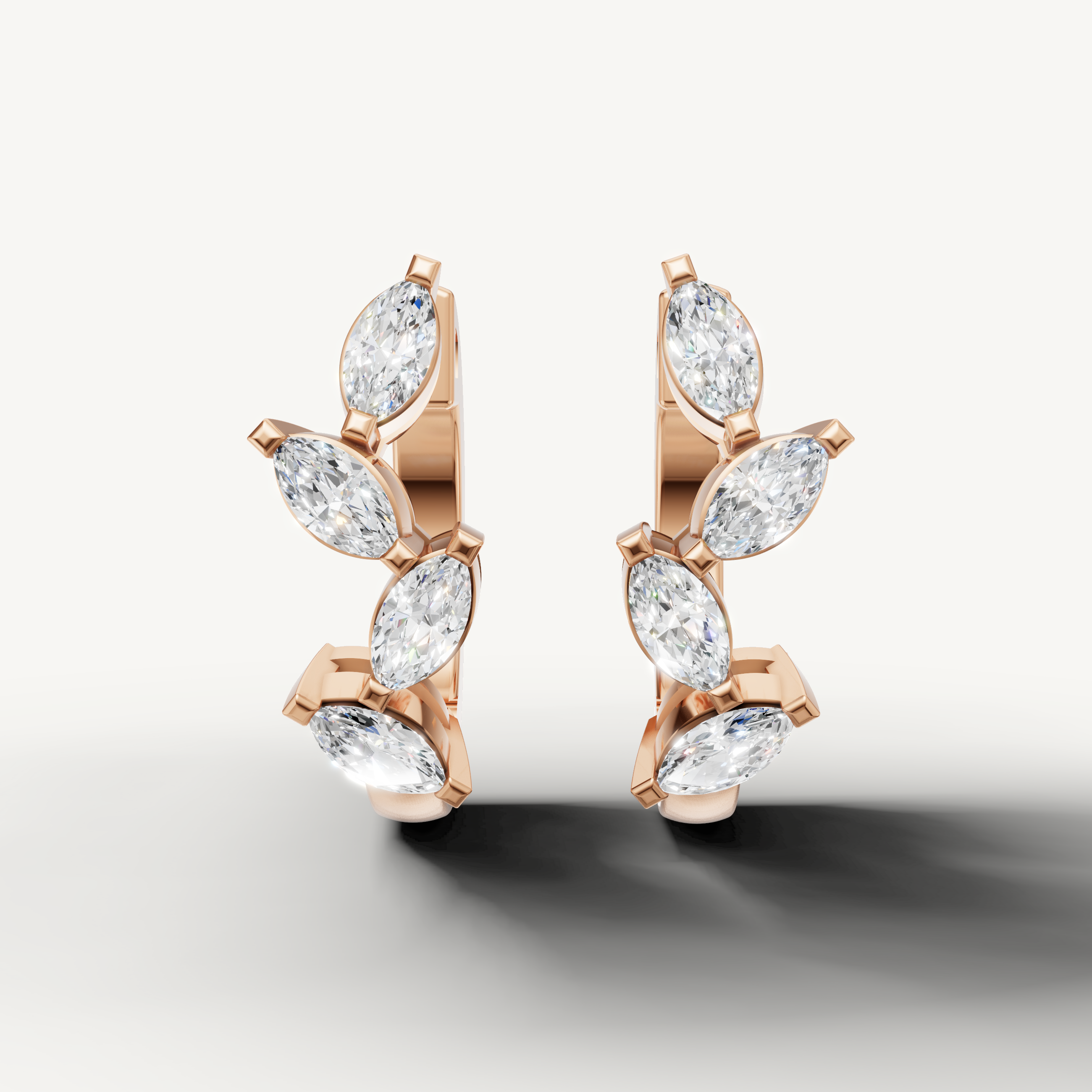 Raul Diamonds rose gold marquise diamond hoop earrings with luxury sparkle