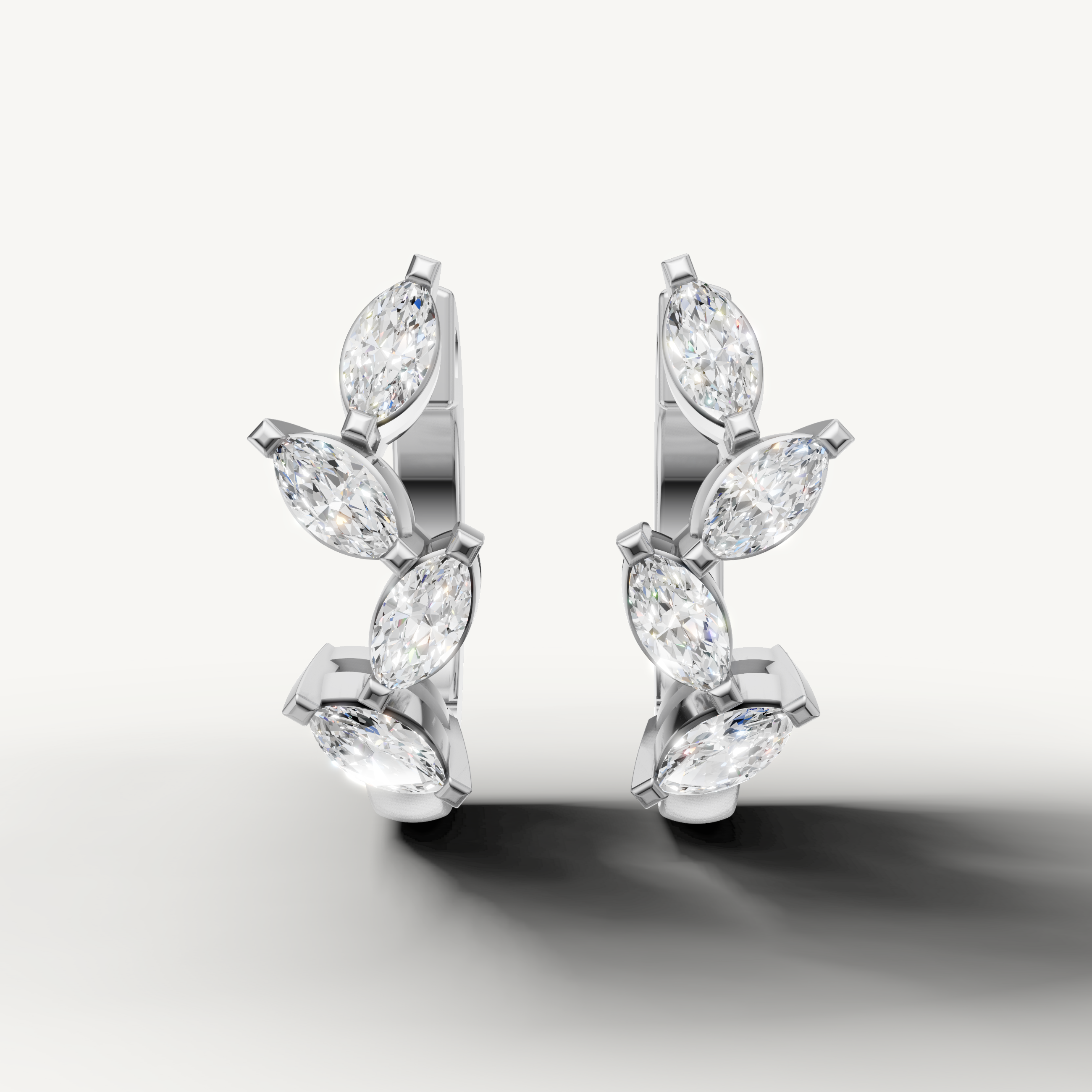 Raul Diamonds white gold marquise diamond hoop earrings with brilliant sparkle