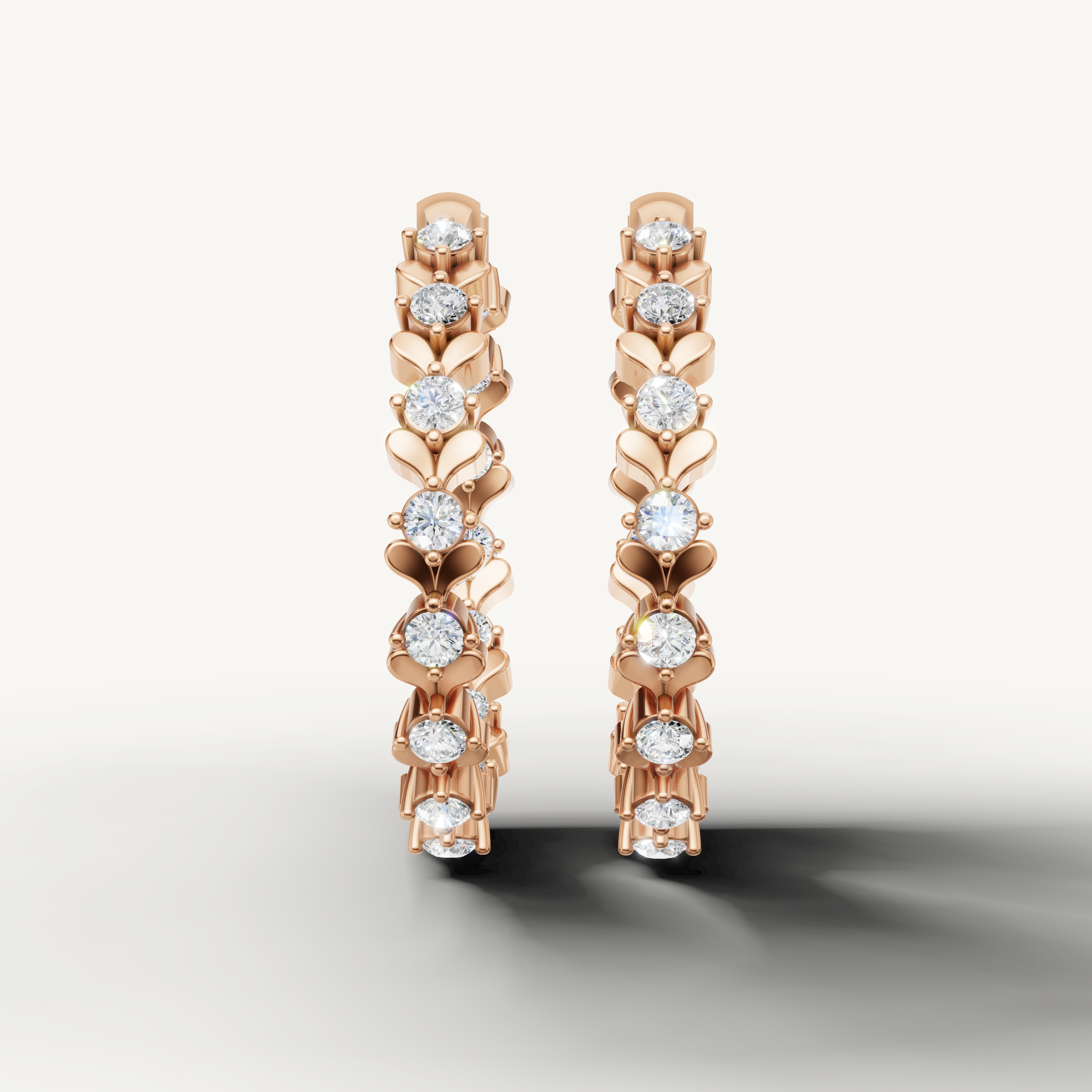 Raul Diamonds rose gold floral diamond hoop earrings with brilliant sparkle