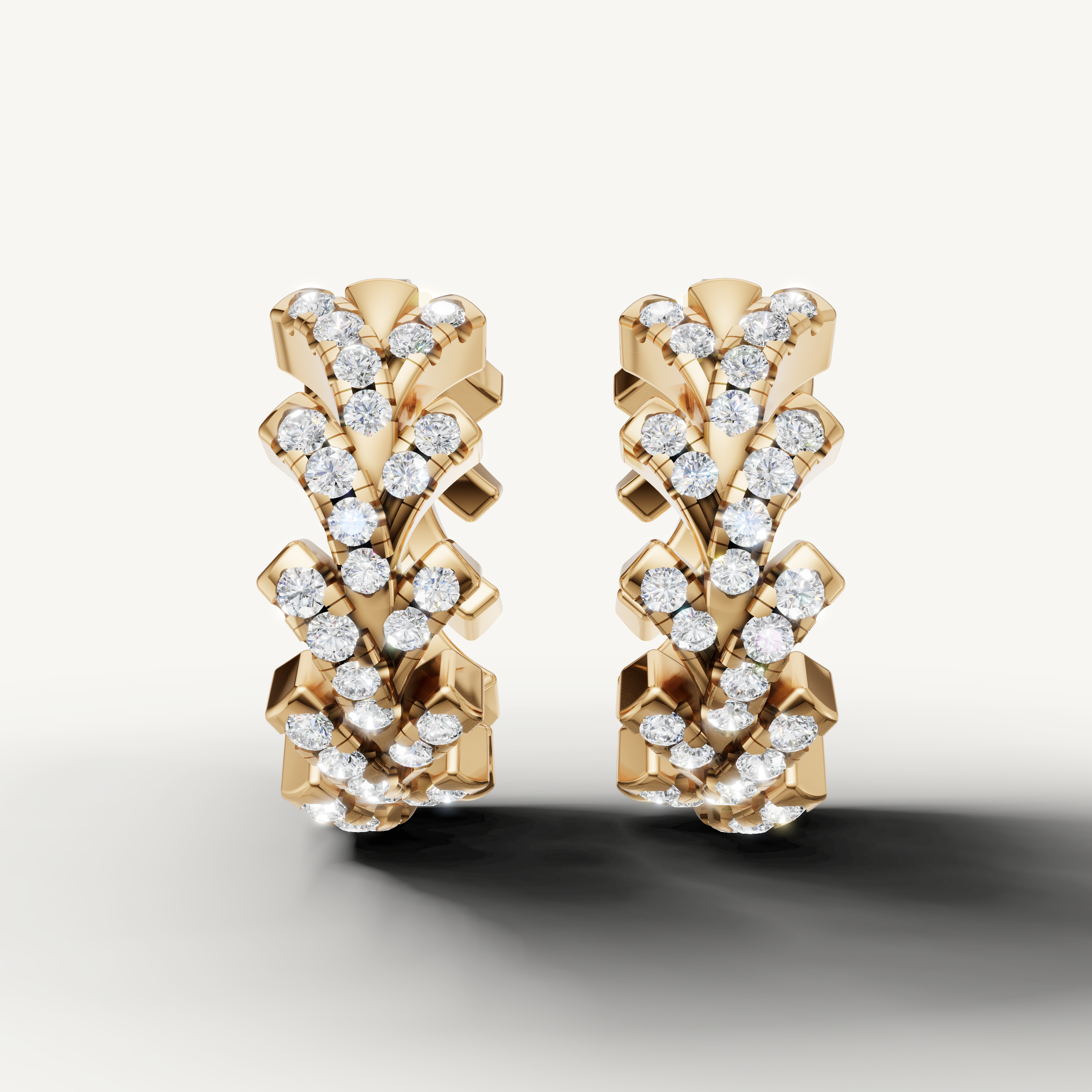 Raul Diamonds yellow gold diamond cluster hoop earrings with round brilliant diamonds