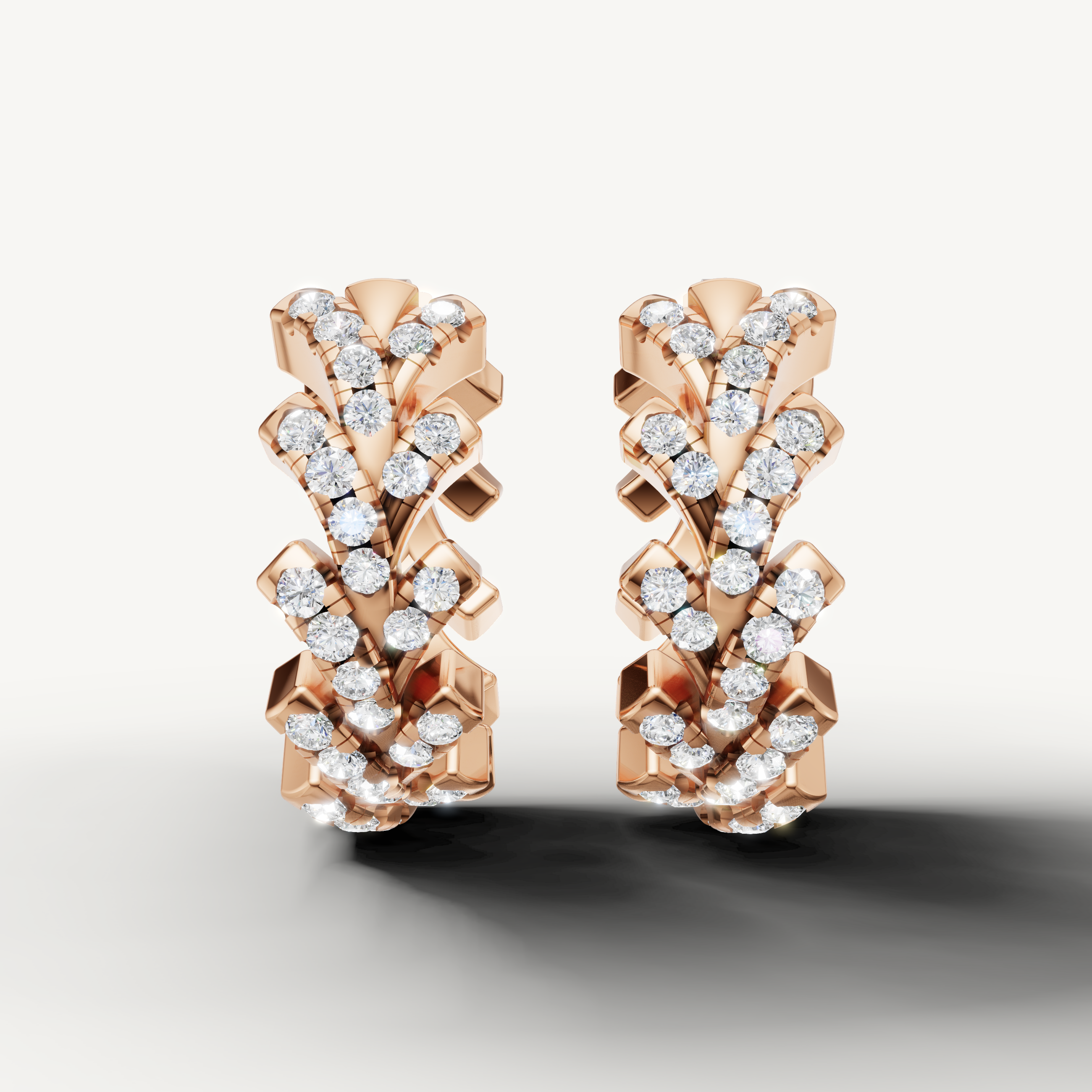 Raul Diamonds rose gold diamond cluster hoop earrings with brilliant round diamonds