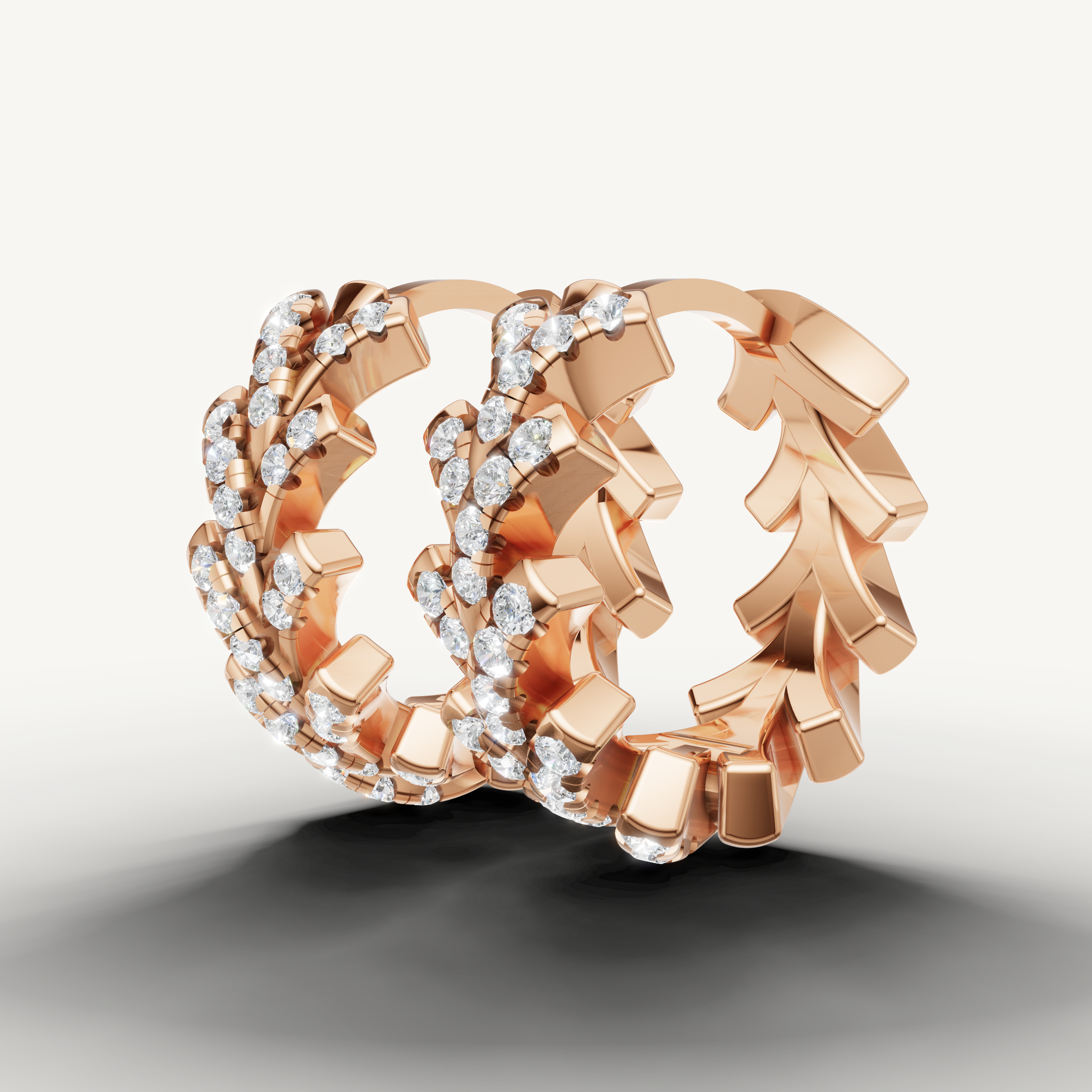 Elegant rose gold statement earrings with sparkling clustered diamonds for women