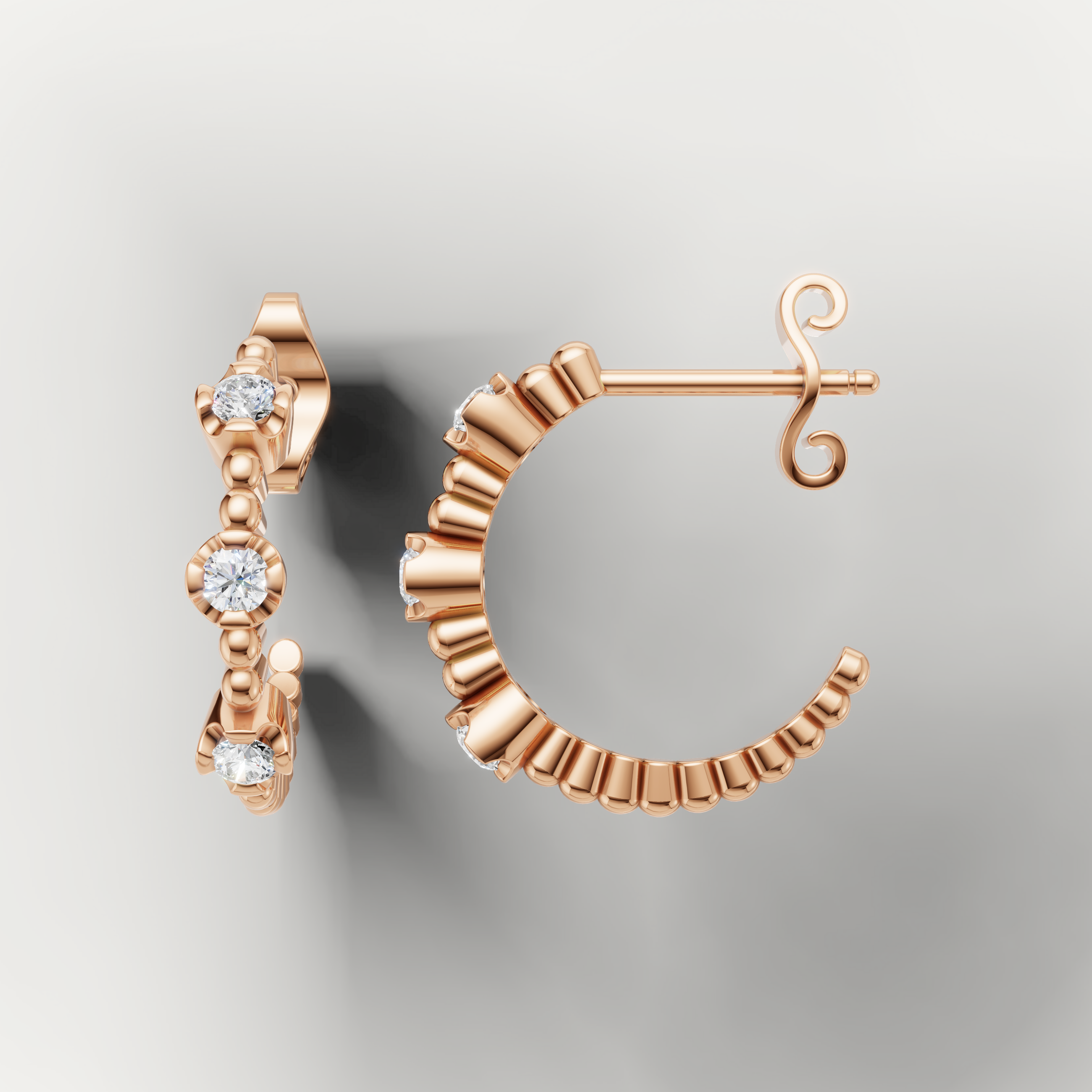 Raul Diamonds white gold diamond hoop earrings with round brilliant diamonds