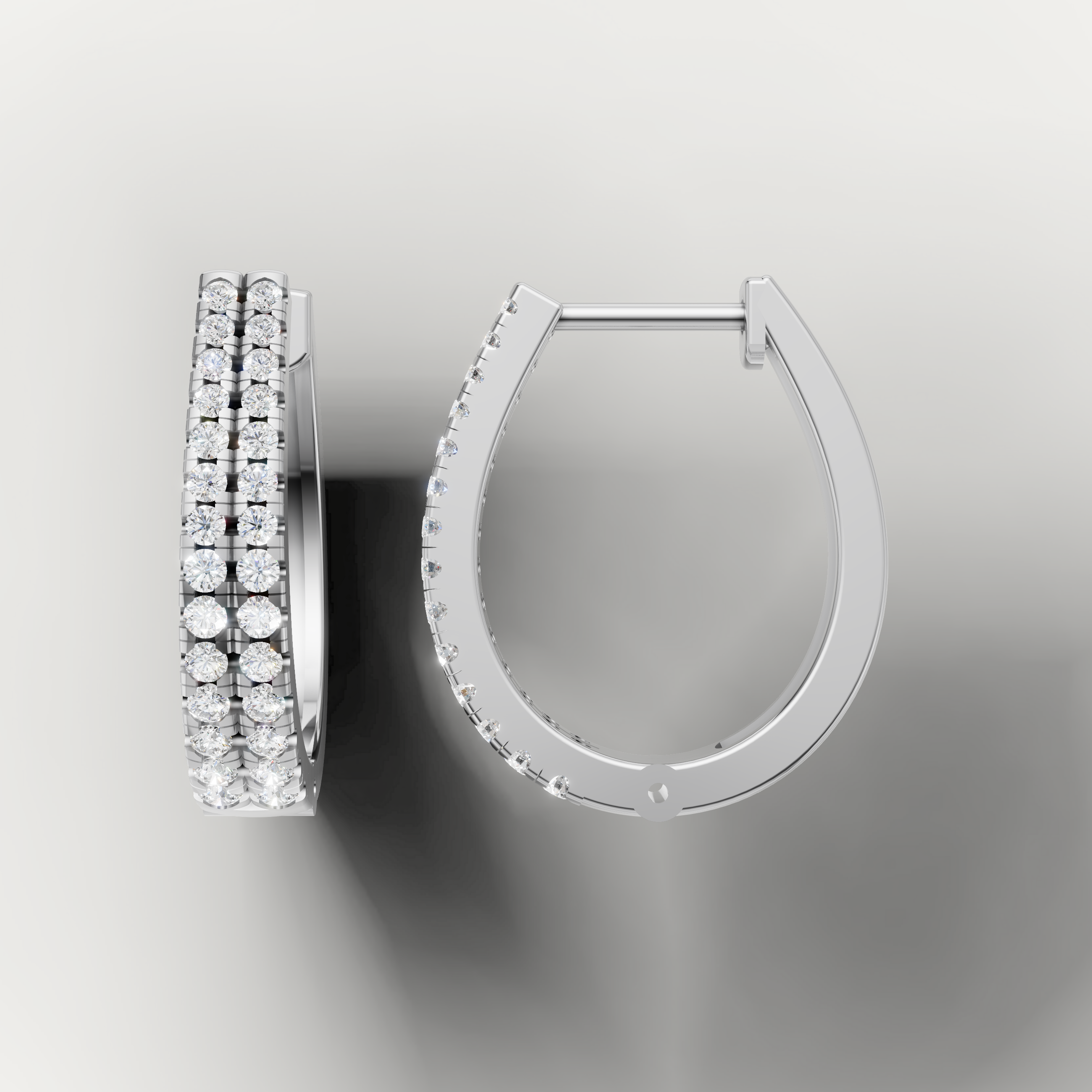 Luxury white gold pave diamond huggie earrings with elegant modern styling