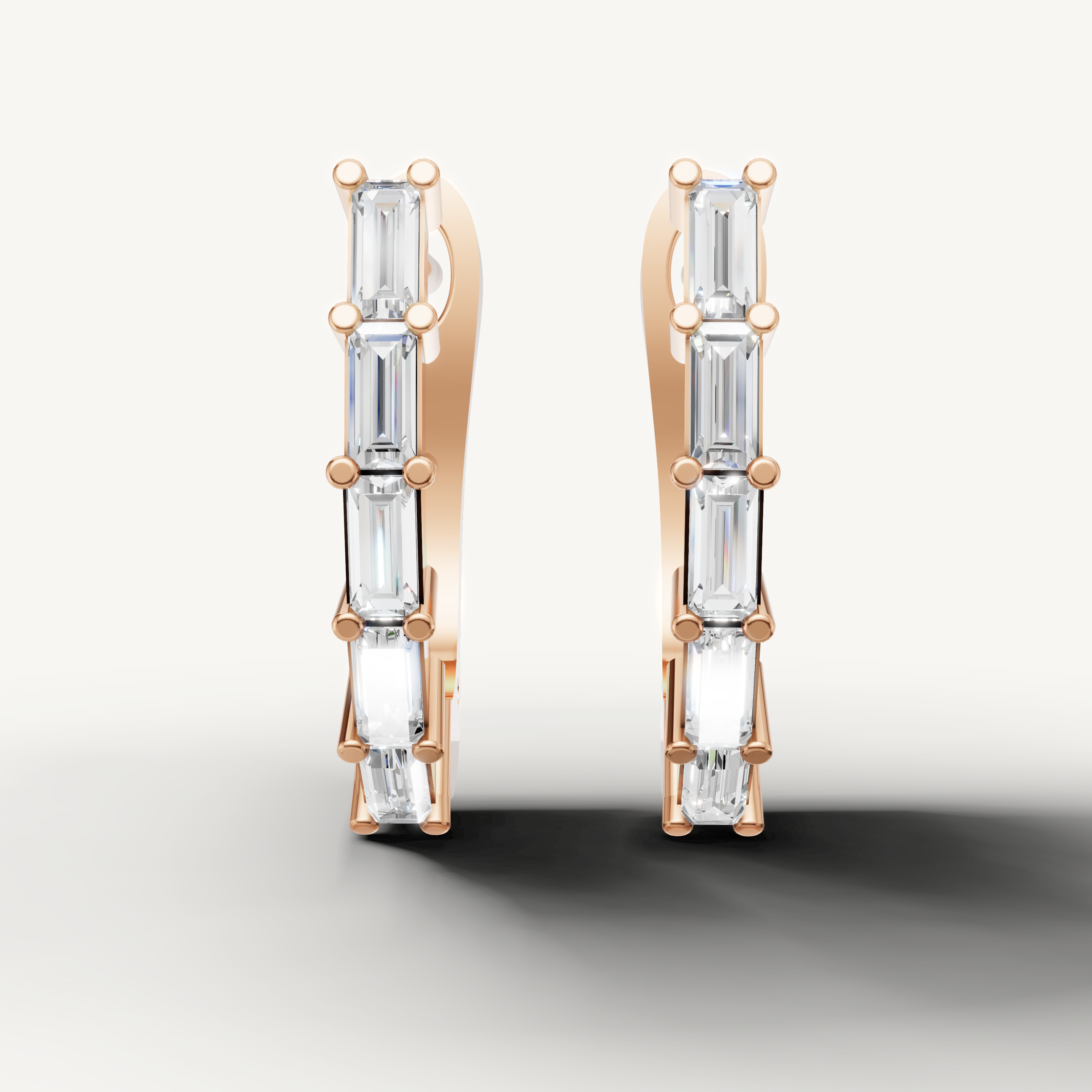 Raul Diamonds rose gold baguette diamond hoop earrings with elegant modern styling