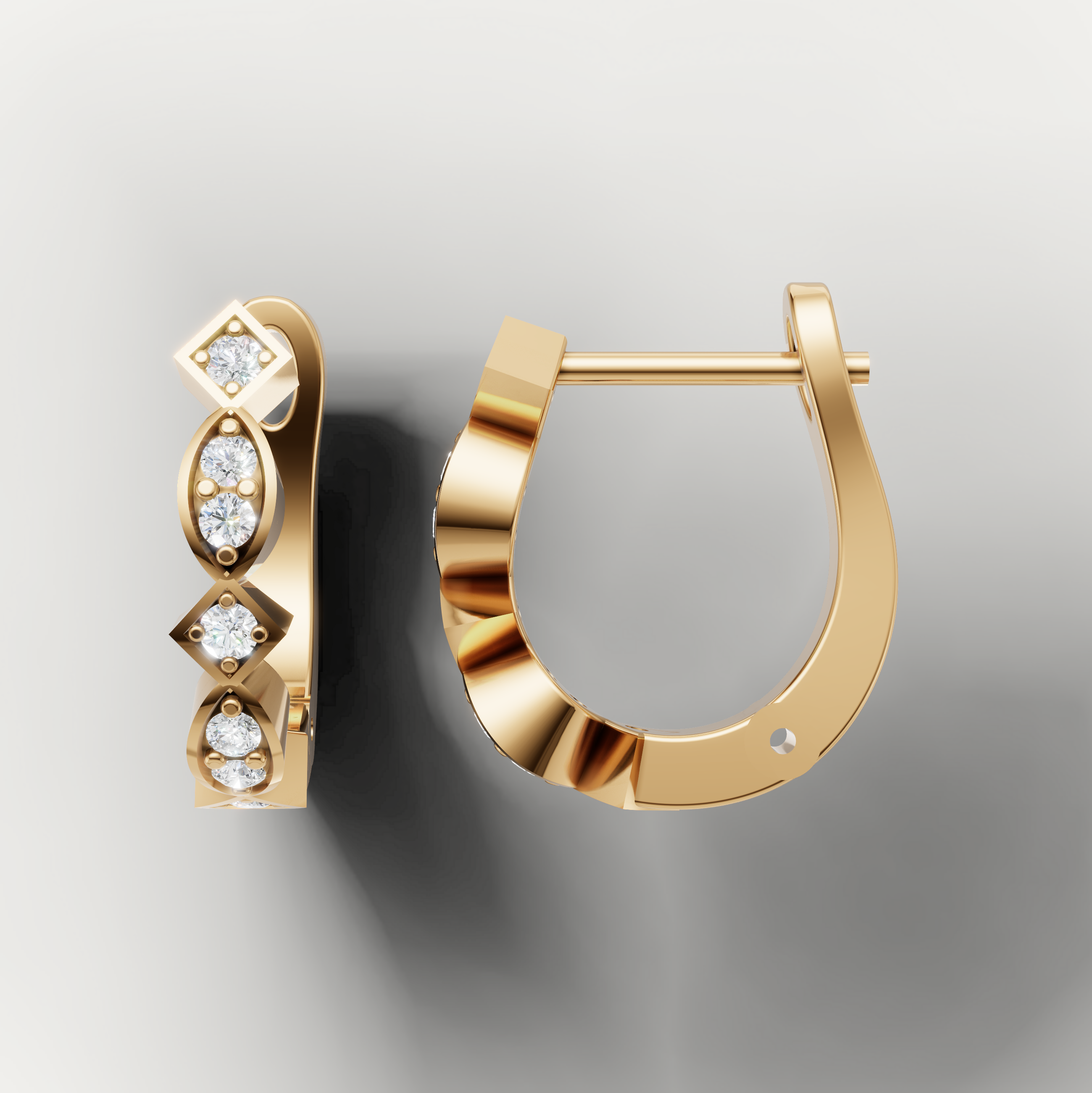Elegant yellow gold diamond earrings with sparkling modern design