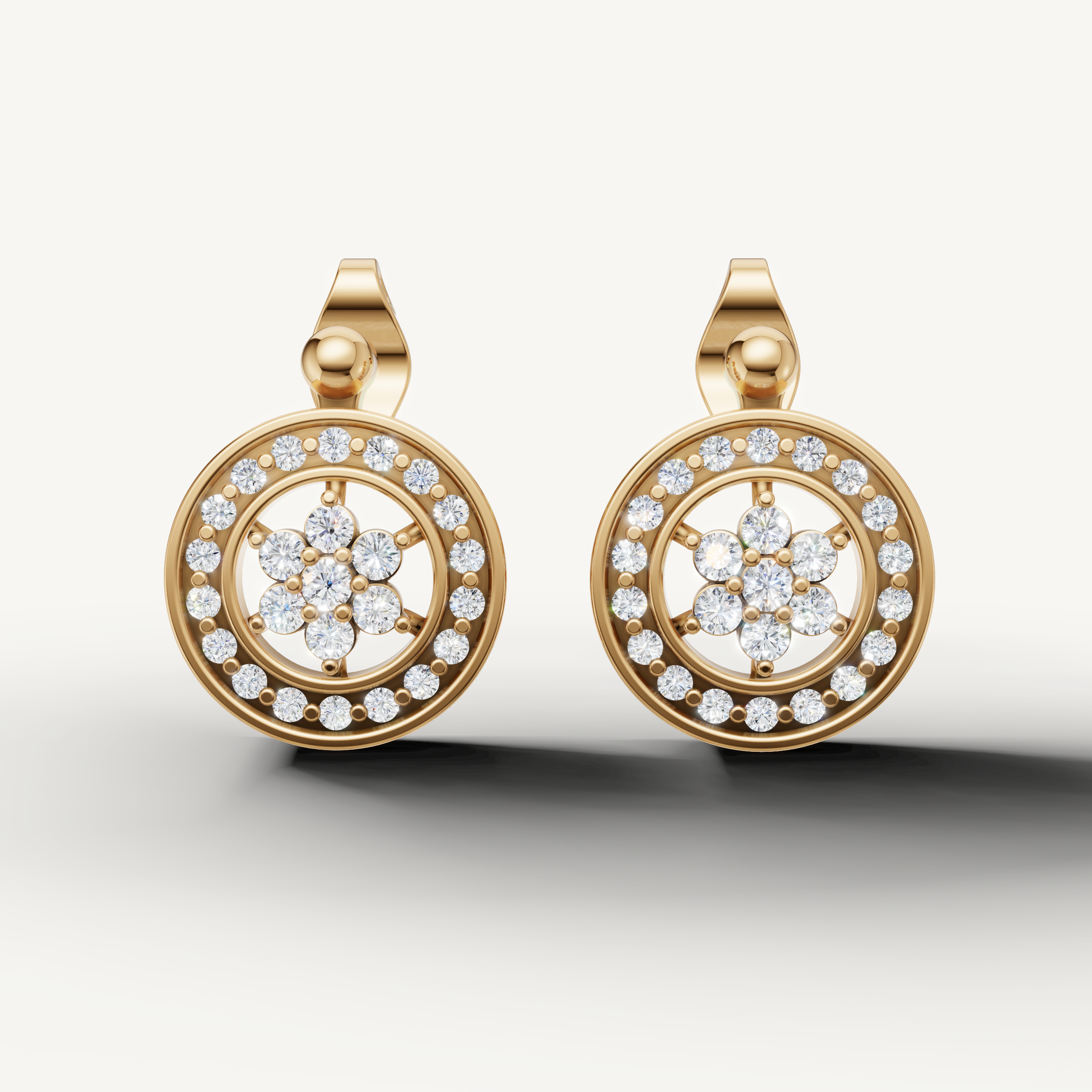 Raul Diamonds yellow gold floral diamond drop earrings for women