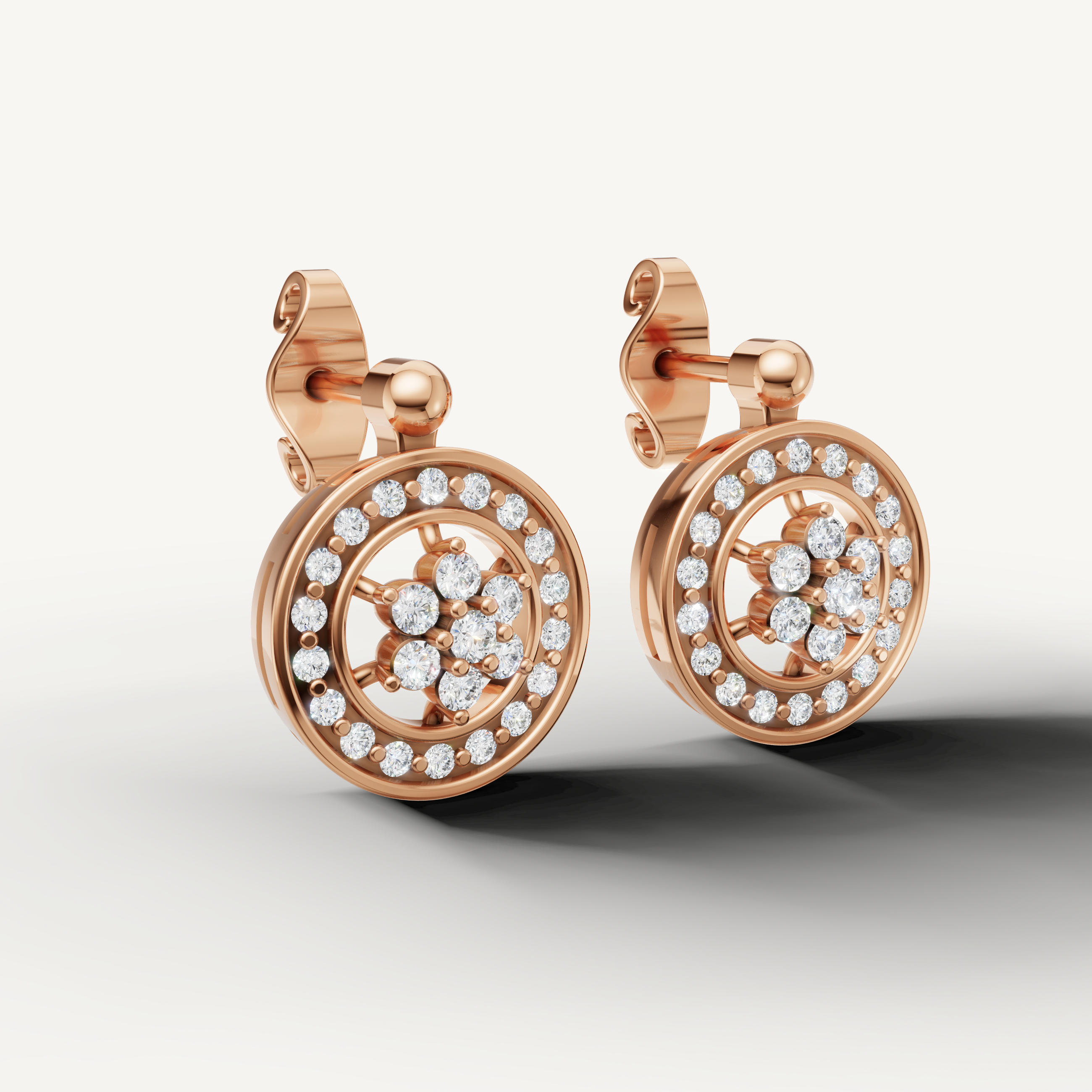 Luxury rose gold round diamond earrings by Raul Diamonds