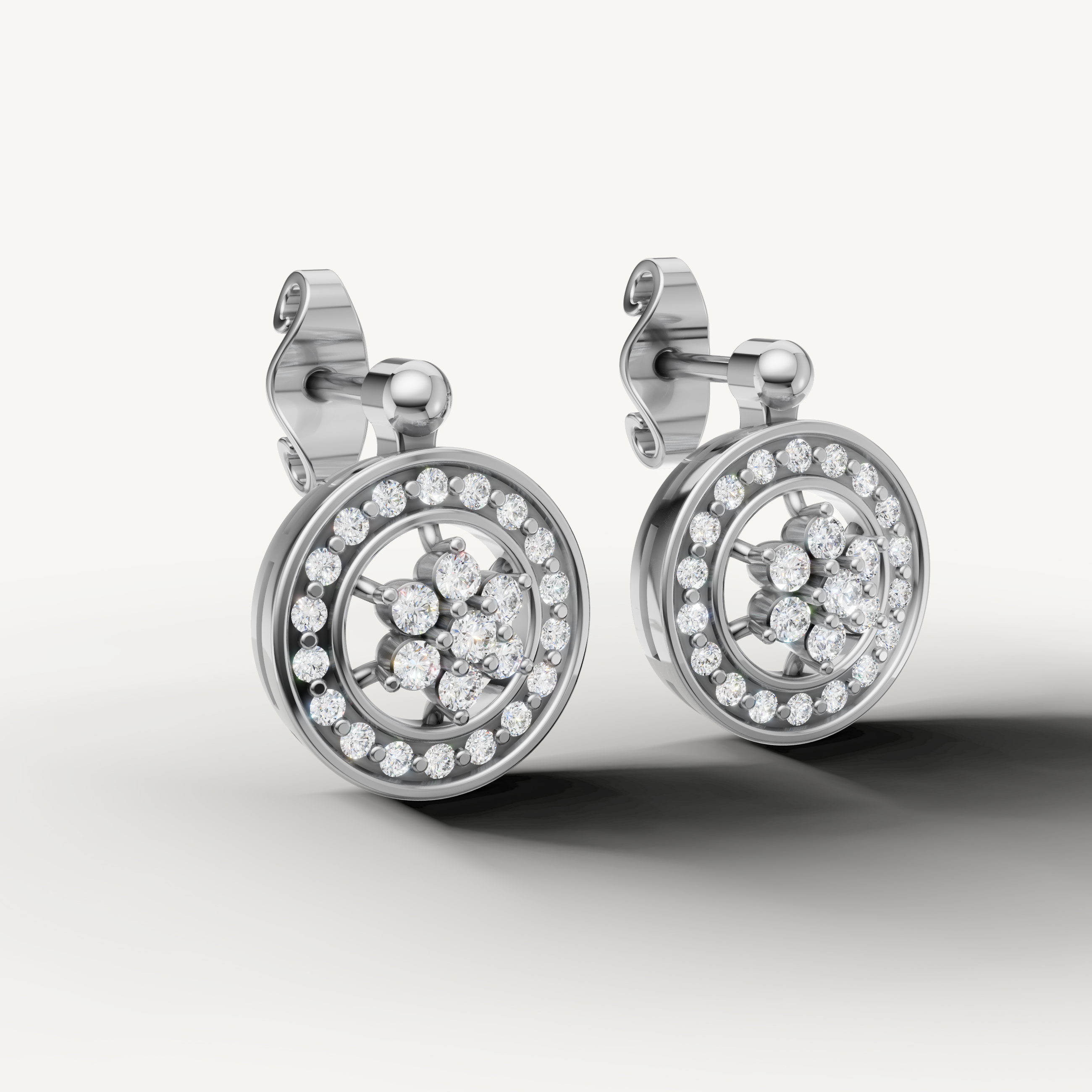 Luxury white gold round diamond earrings by Raul Diamonds