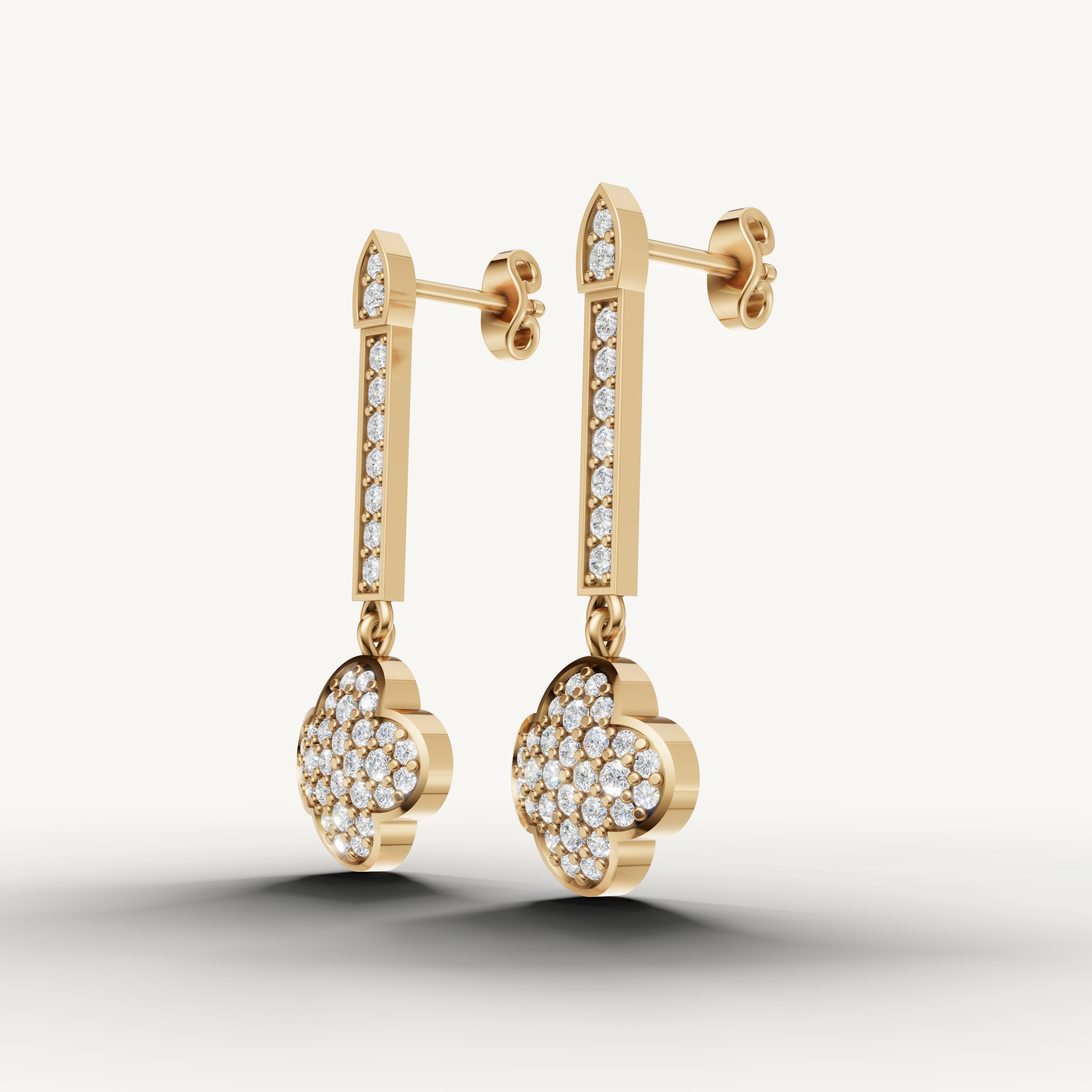 Fine jewelry yellow gold diamond hanging earrings Raul Diamonds