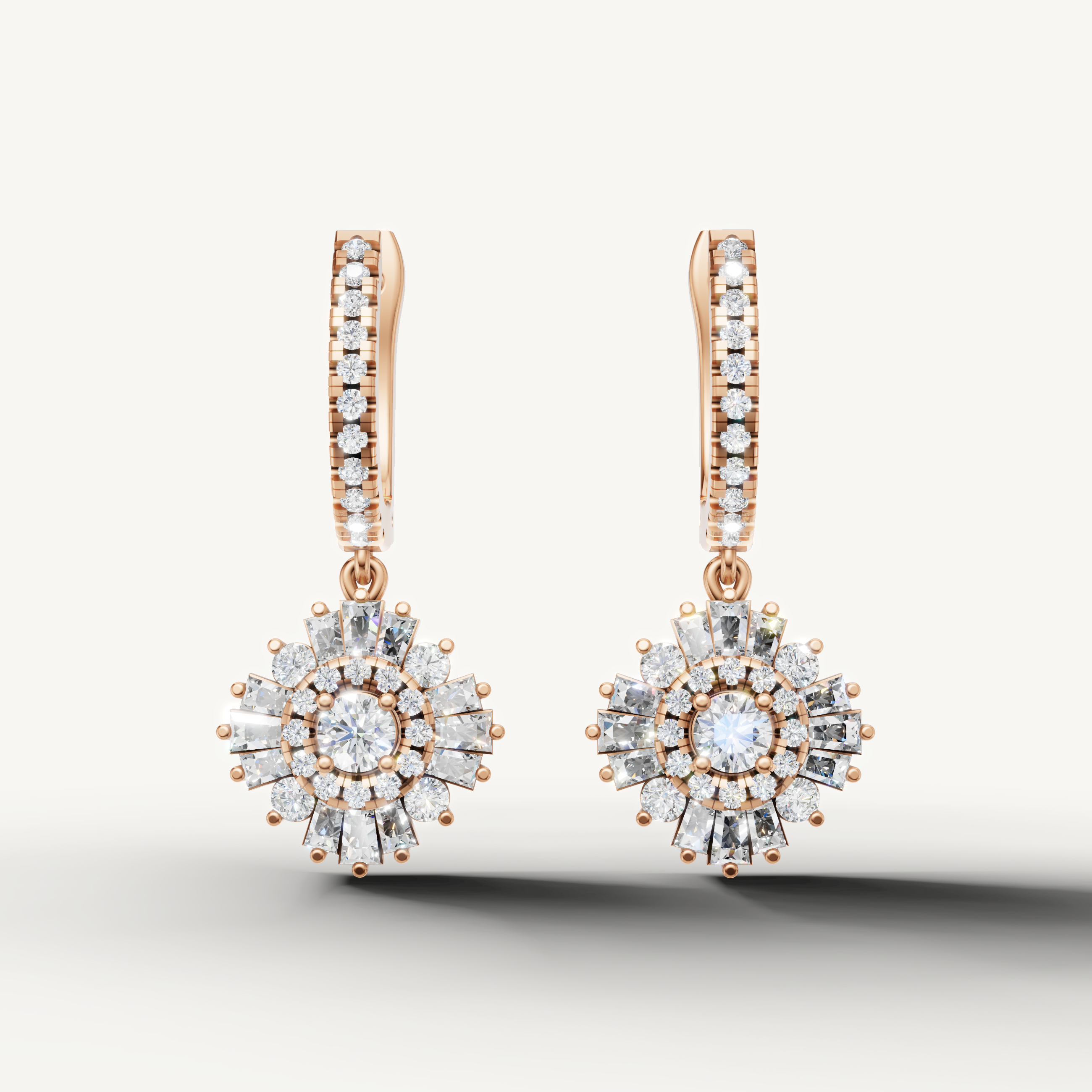 Raul Diamonds rose gold diamond halo earrings for women