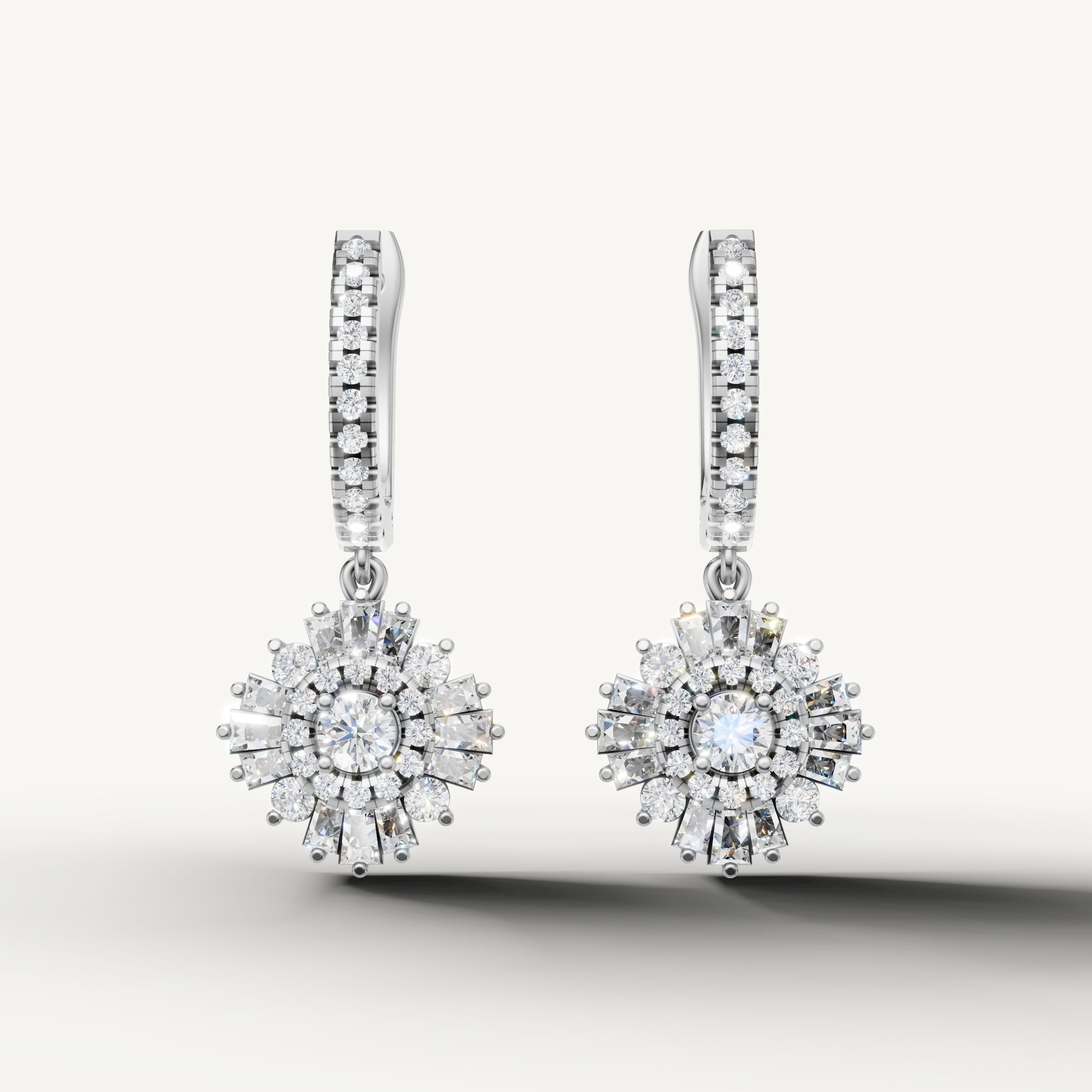 Raul Diamonds white gold diamond halo drop earrings for women