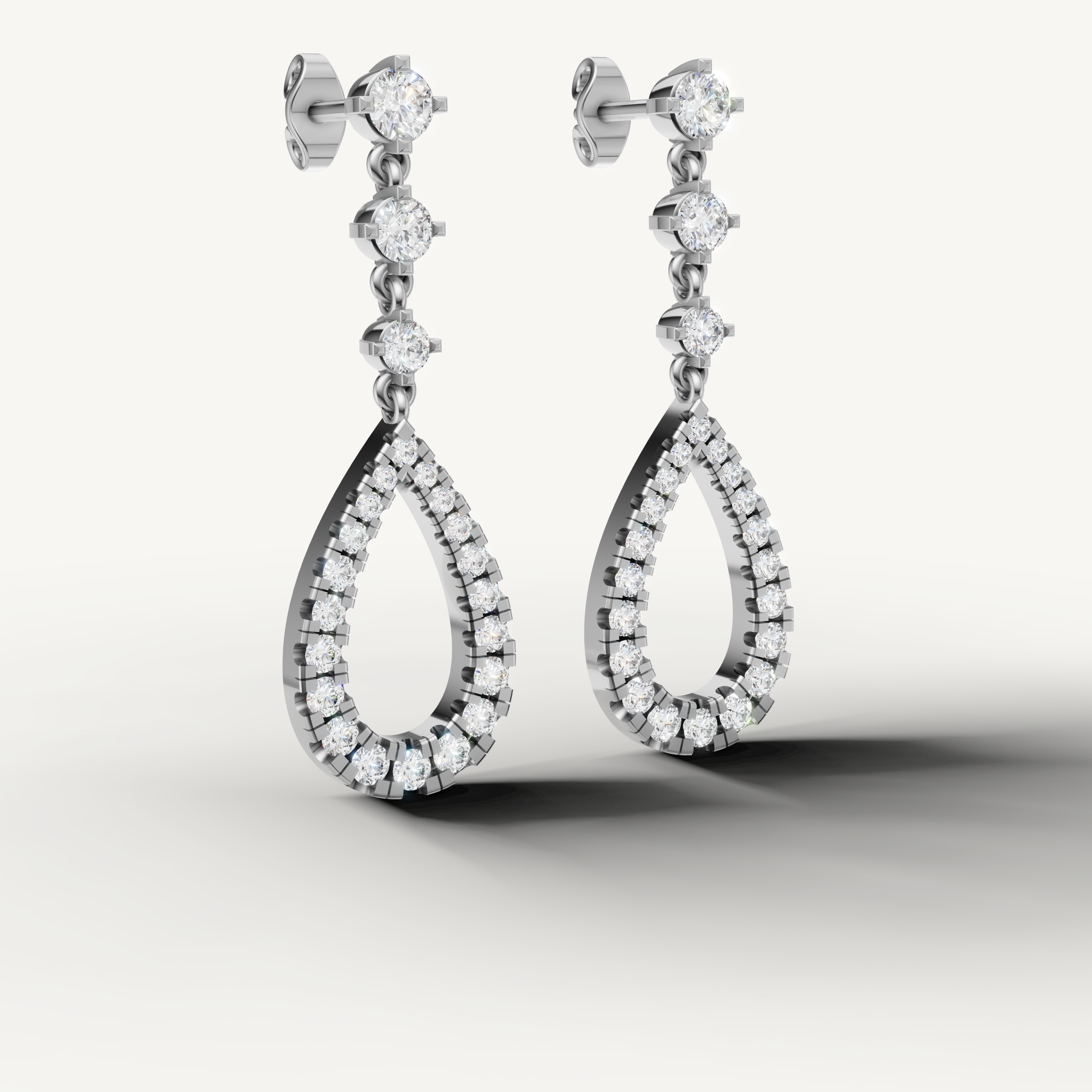 Luxury white gold dangling diamond earrings online Raul Diamonds
