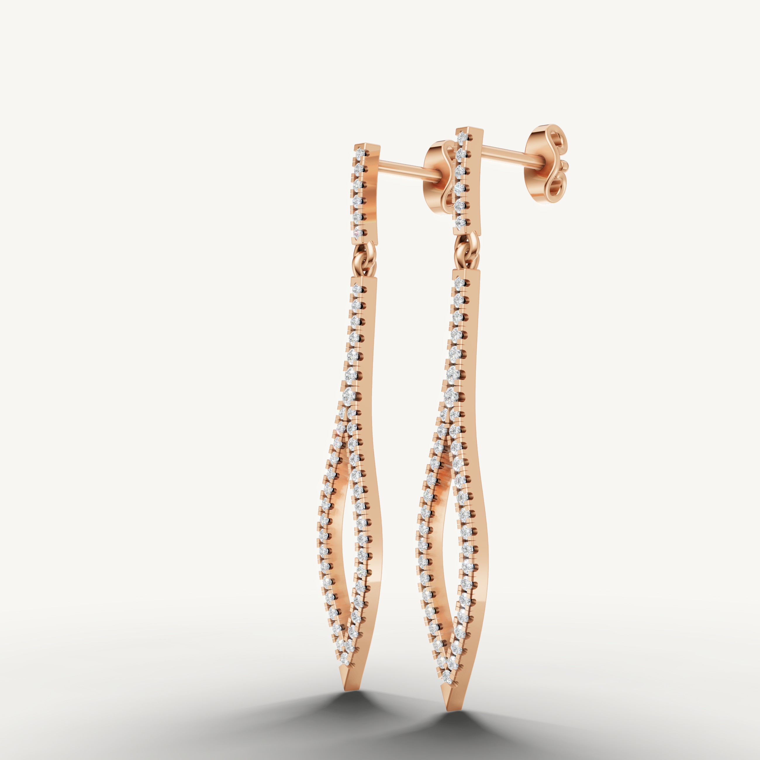 Fine jewelry rose gold designer diamond hanging earrings Raul Diamonds