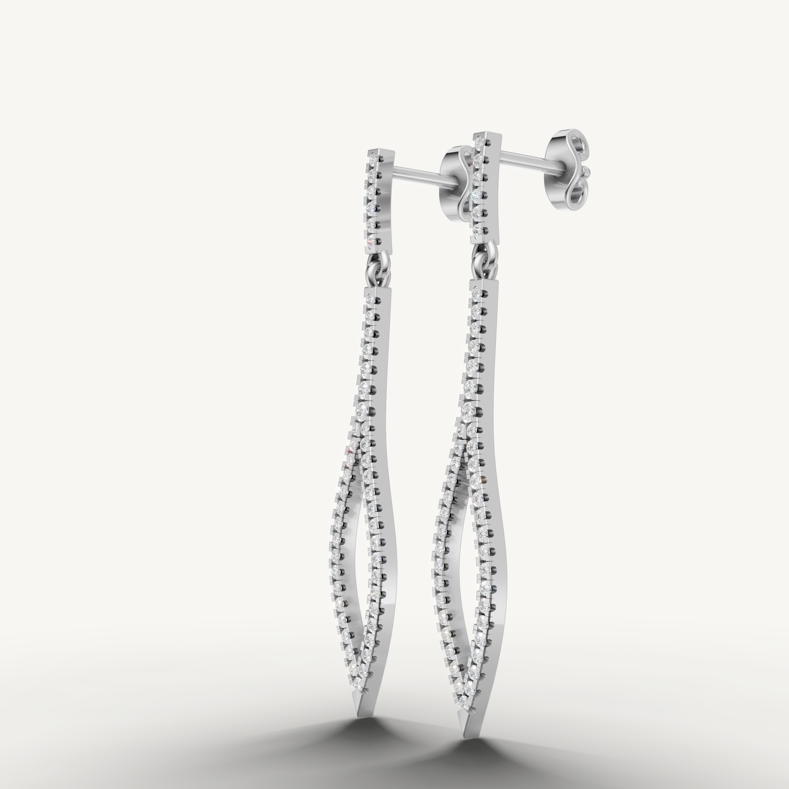 Fine jewelry white gold modern diamond hanging earrings