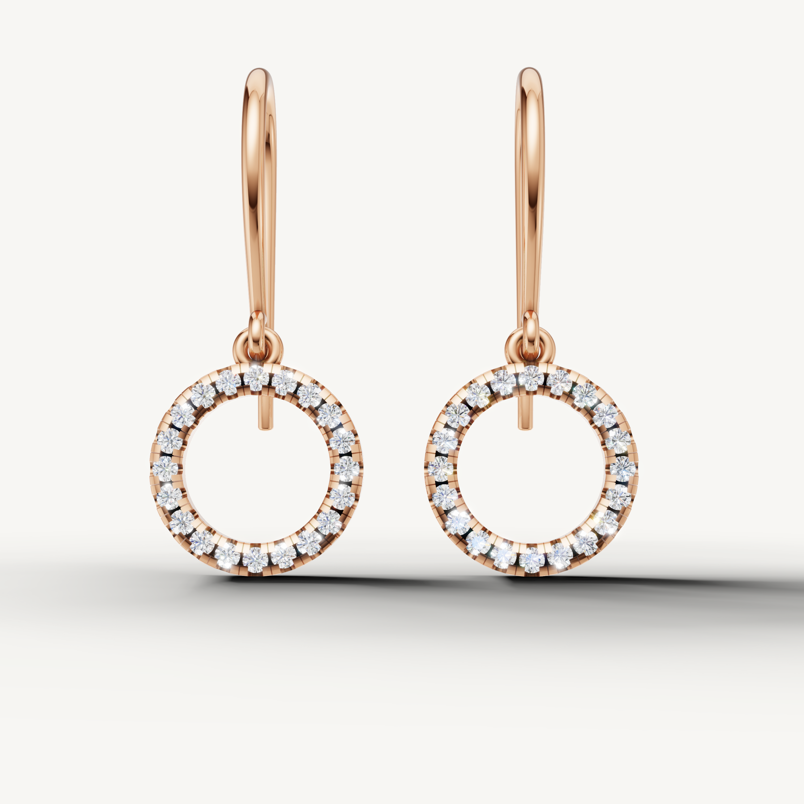 Raul Diamonds rose gold diamond circle drop earrings with pavé detailing
