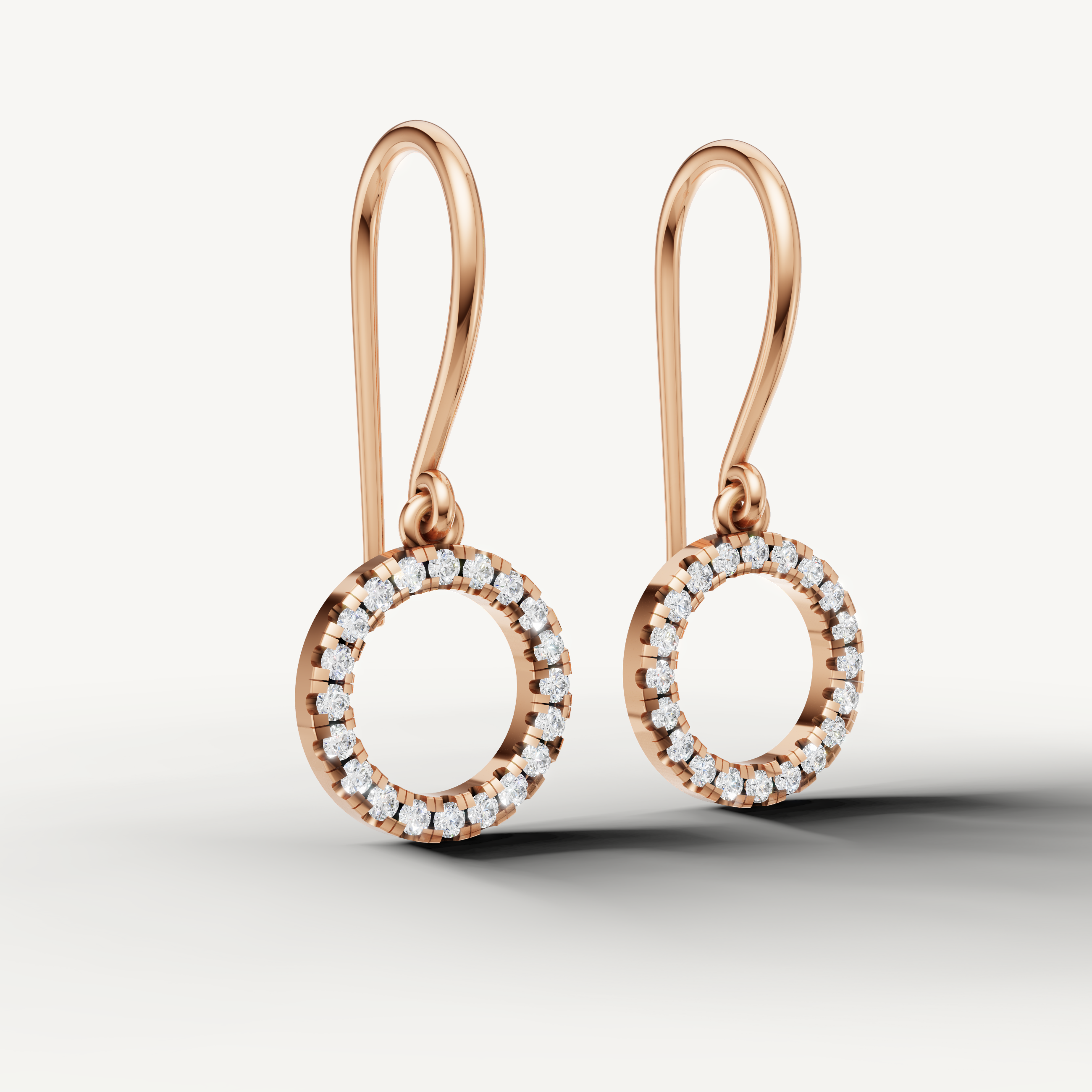 Luxury rose gold dangling diamond earrings handcrafted by Raul Diamonds