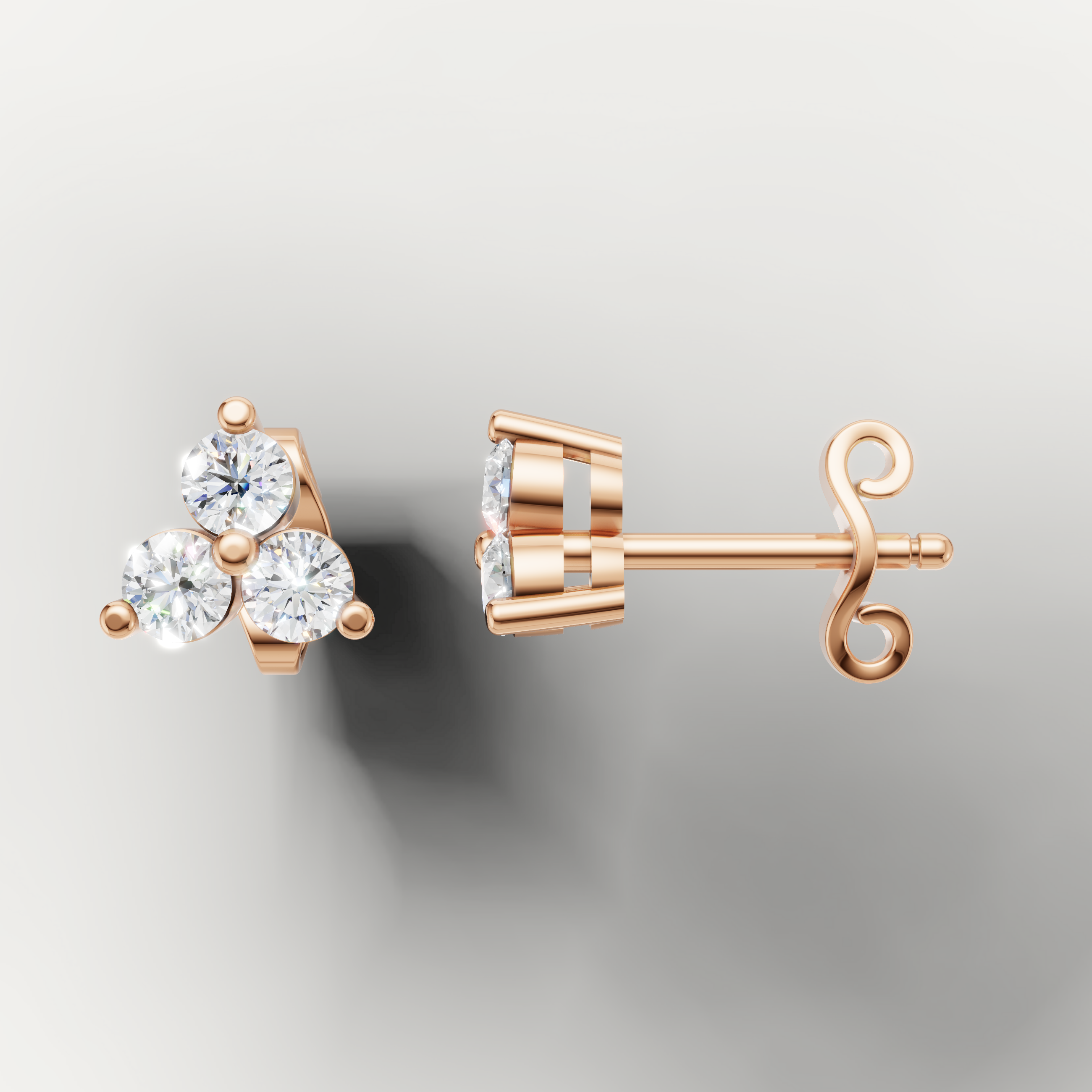 Elegant rose gold round diamond cluster earrings luxury jewelry by Raul Diamonds