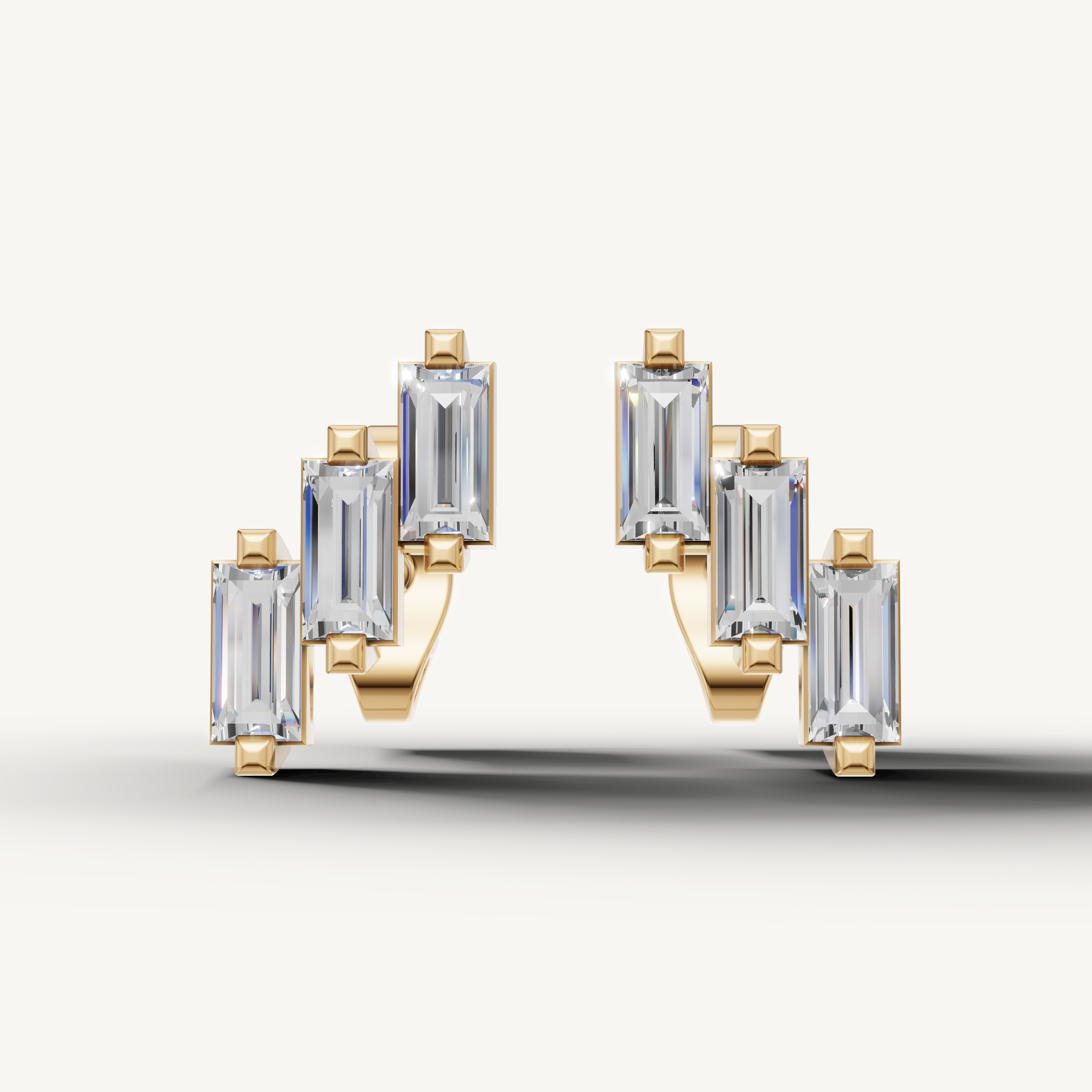 Raul Diamonds yellow gold baguette diamond hoop earrings for women