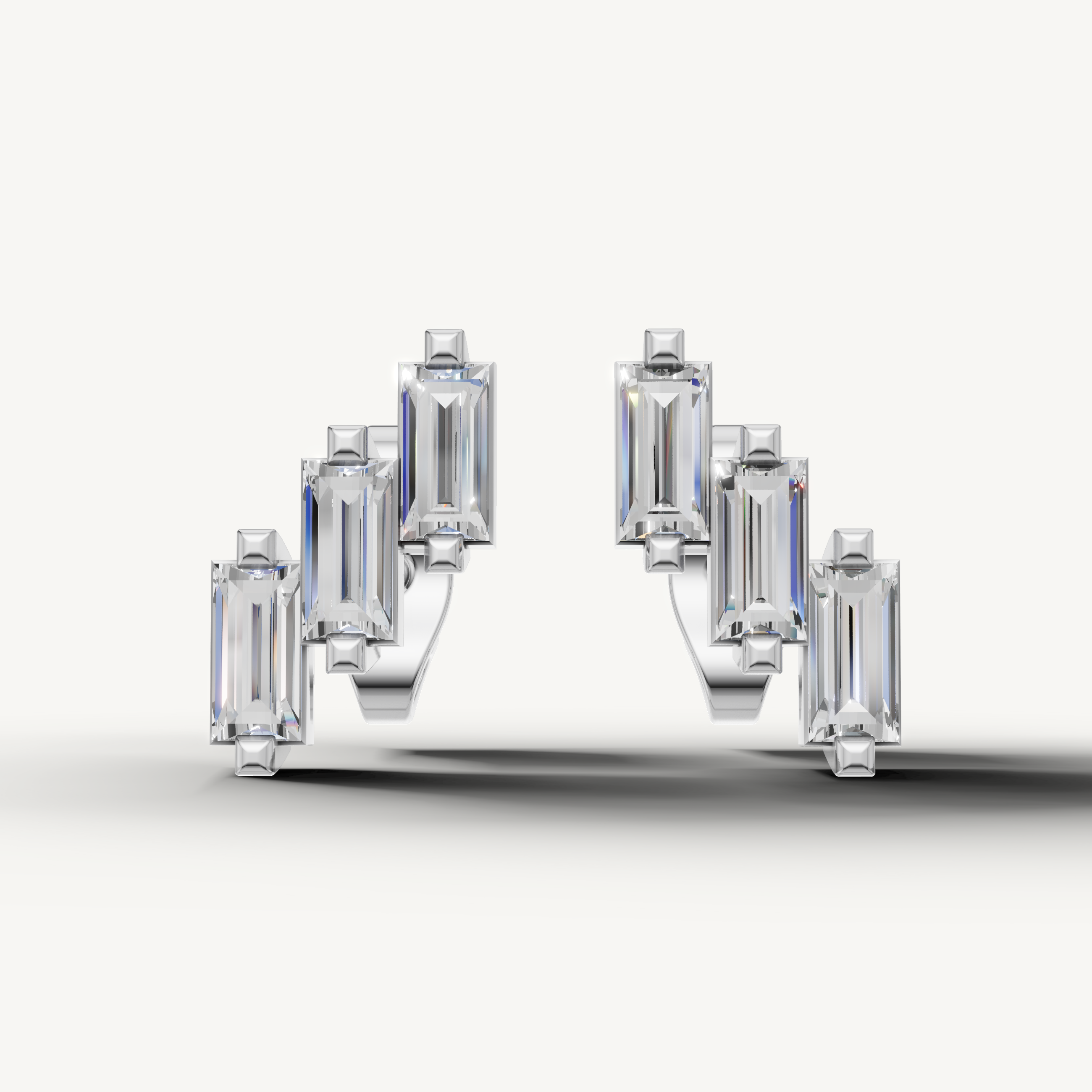 Raul Diamonds white gold baguette diamond hoop earrings for women