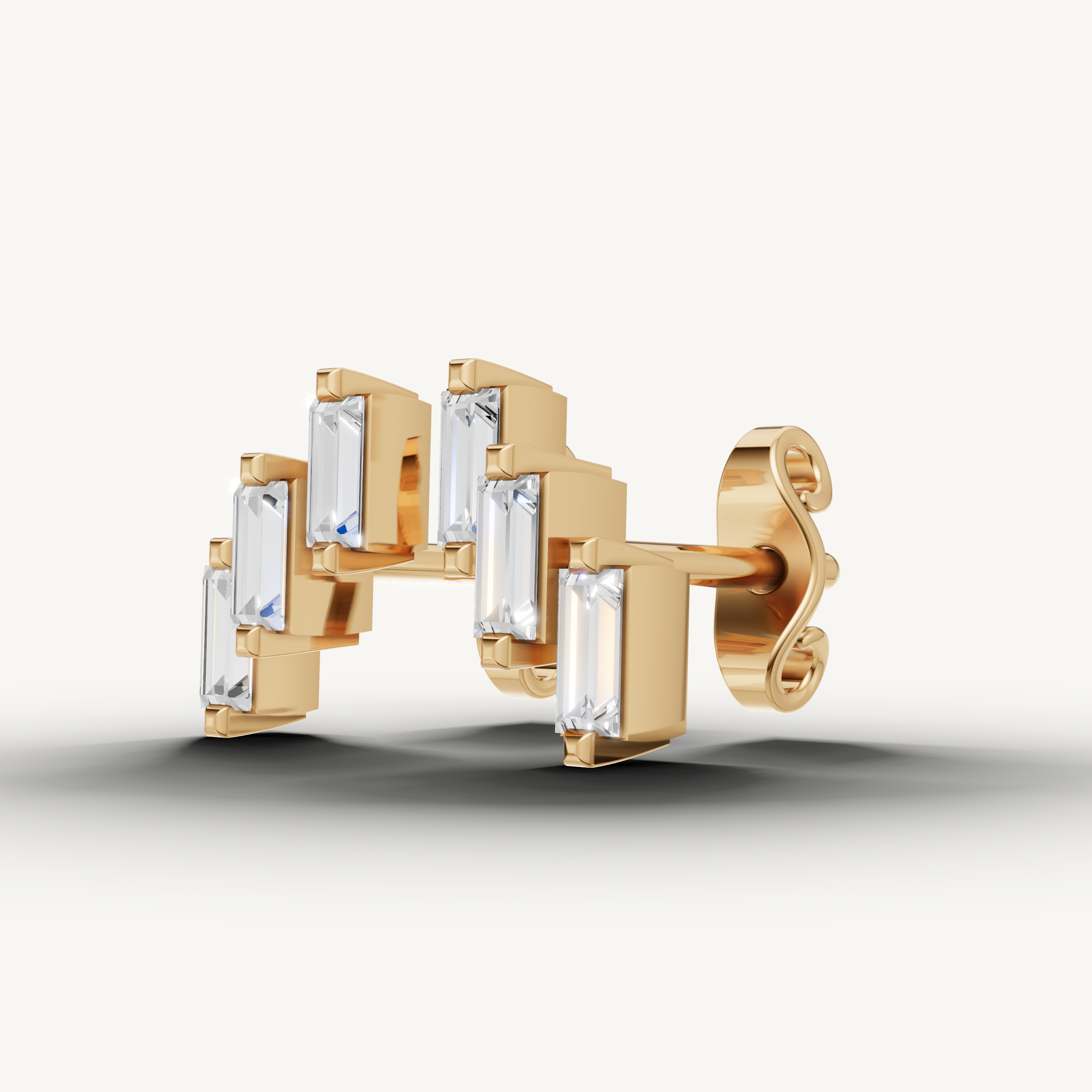 Modern yellow gold diamond statement earrings for bridal wear