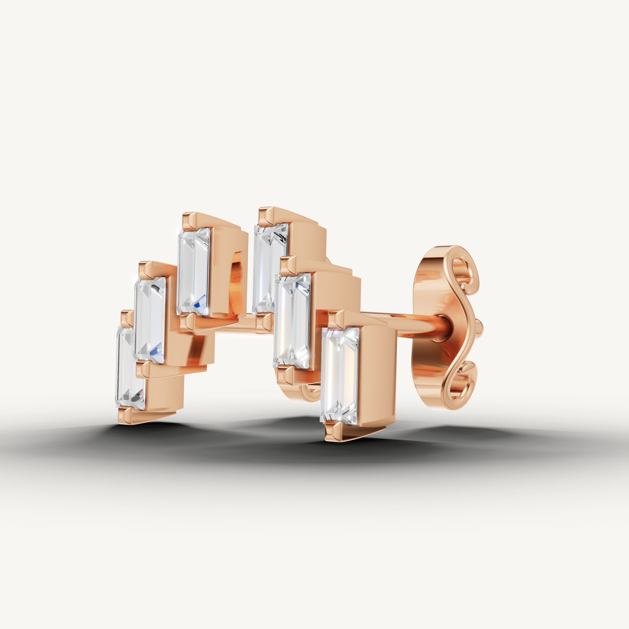 Modern rose gold diamond statement earrings for bridal wear