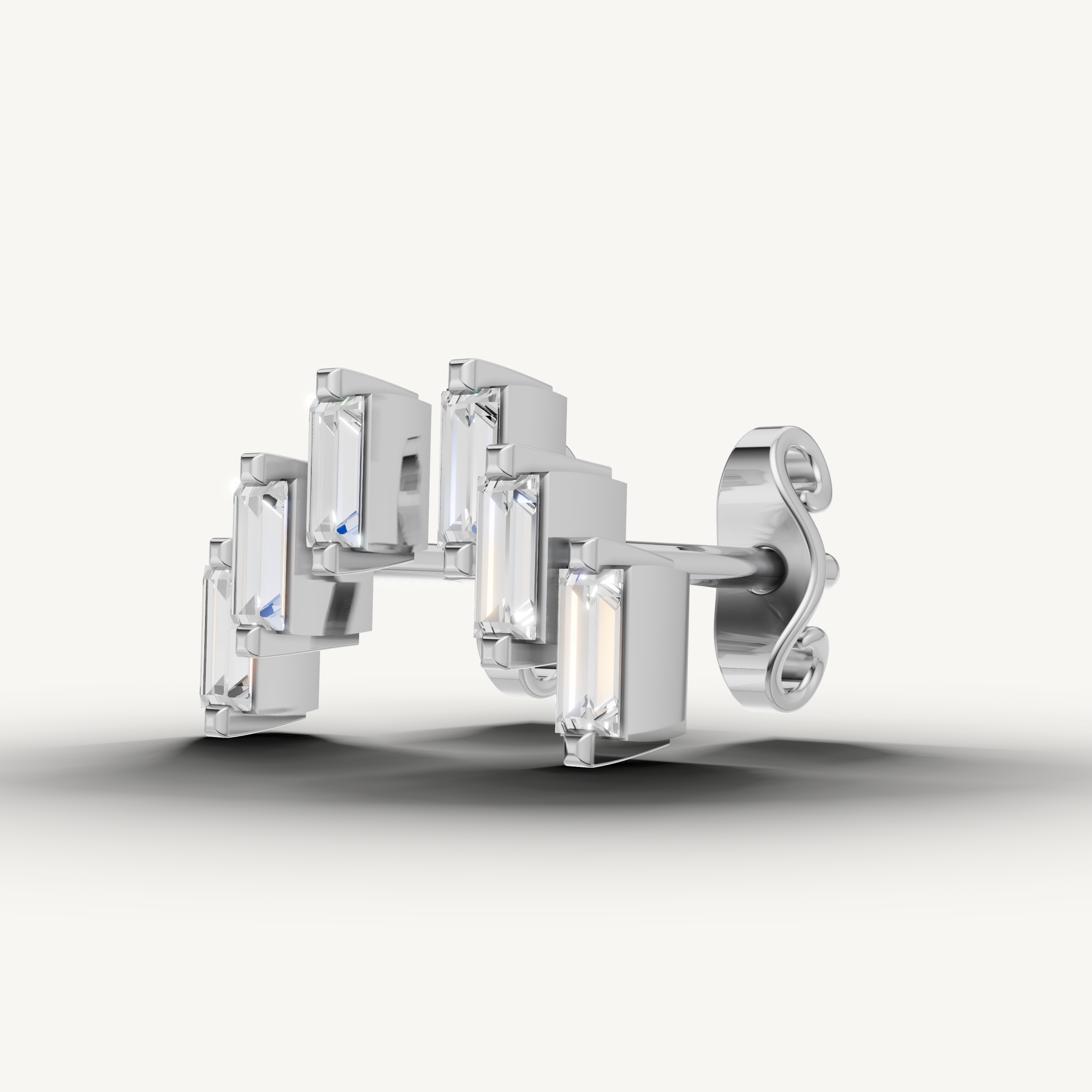 Modern white gold diamond statement earrings for bridal wear