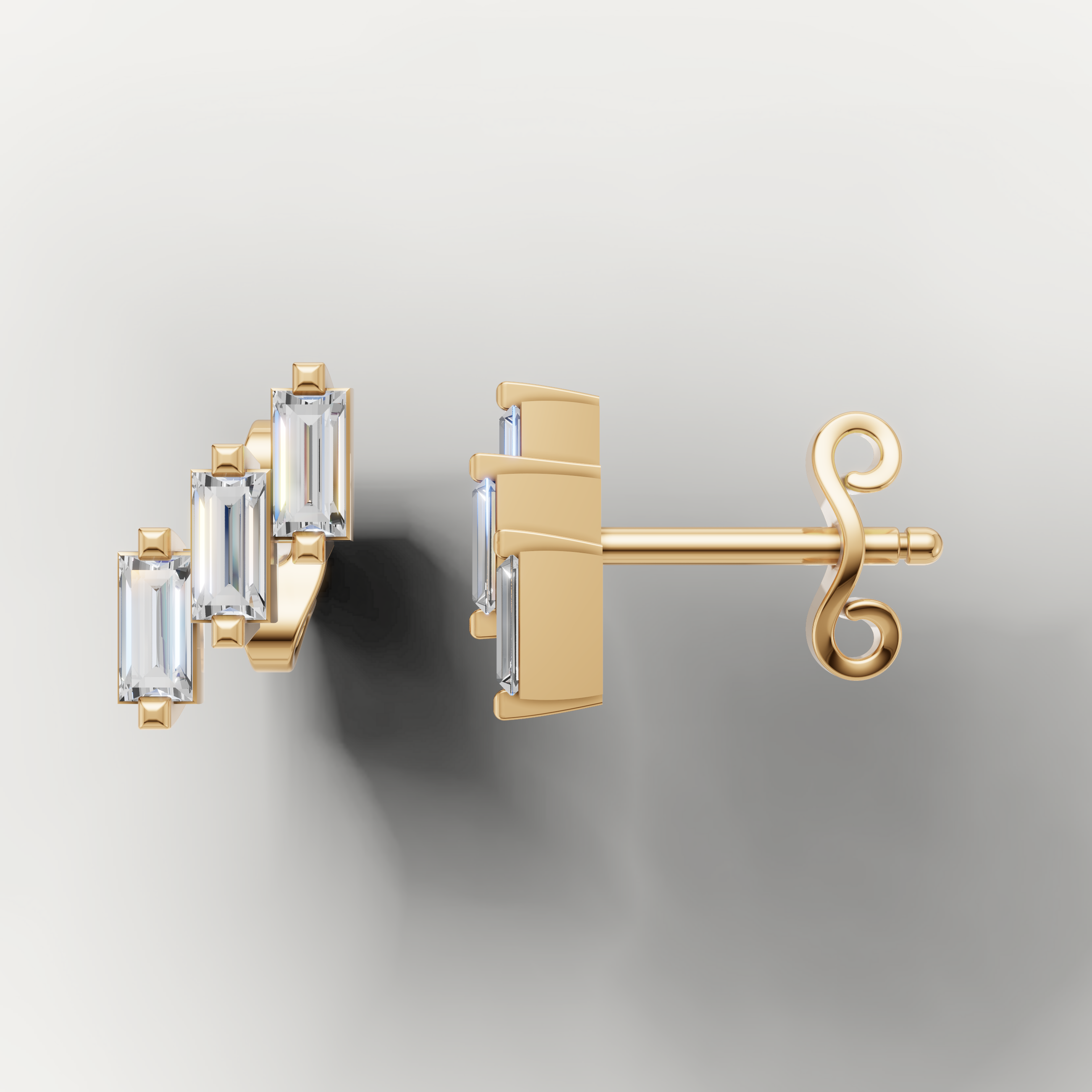 Elegant yellow gold geometric diamond earrings by Raul Diamonds