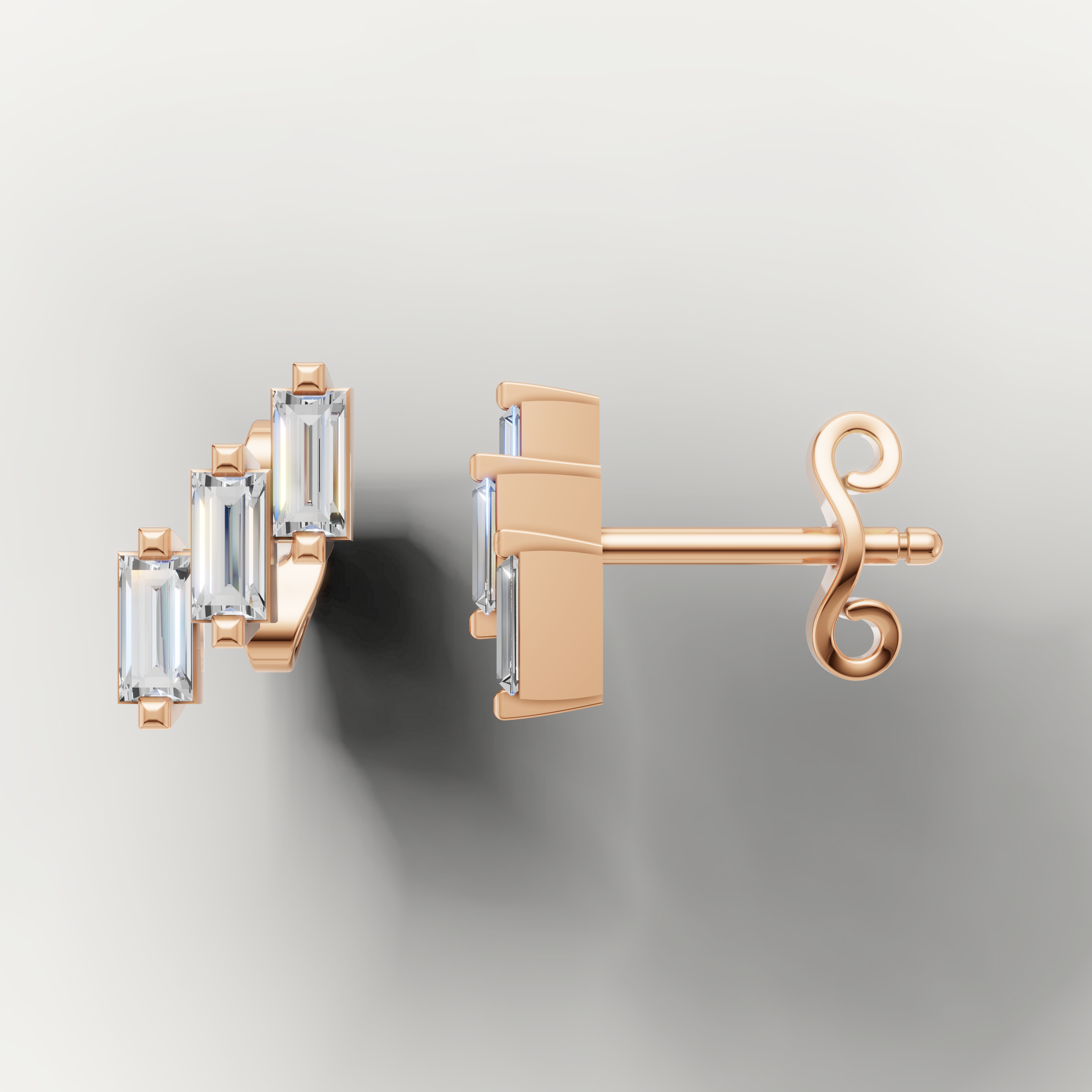 Elegant rose gold geometric diamond earrings by Raul Diamonds