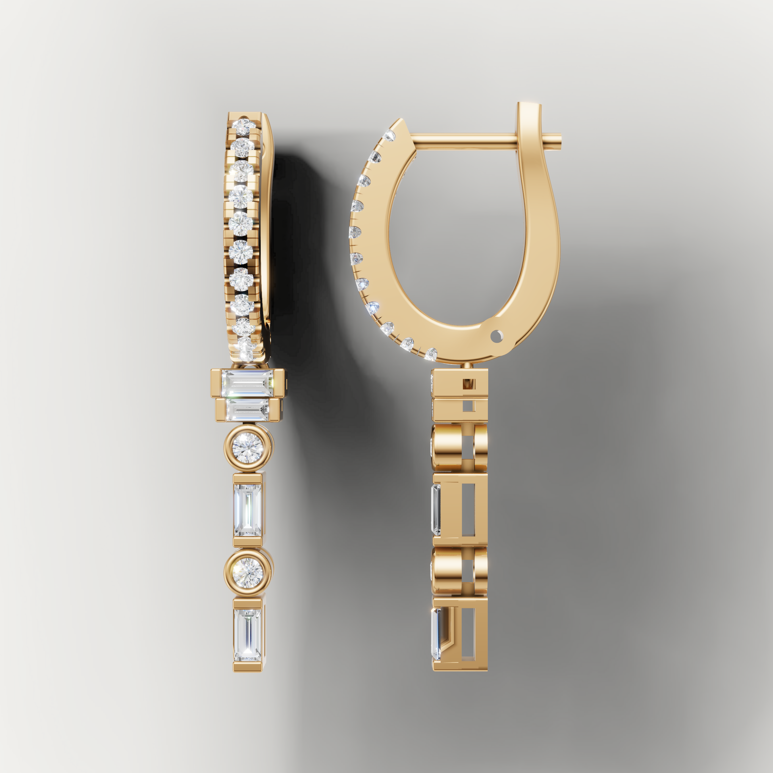 Elegant yellow gold geometric diamond earrings for women by Raul Diamonds