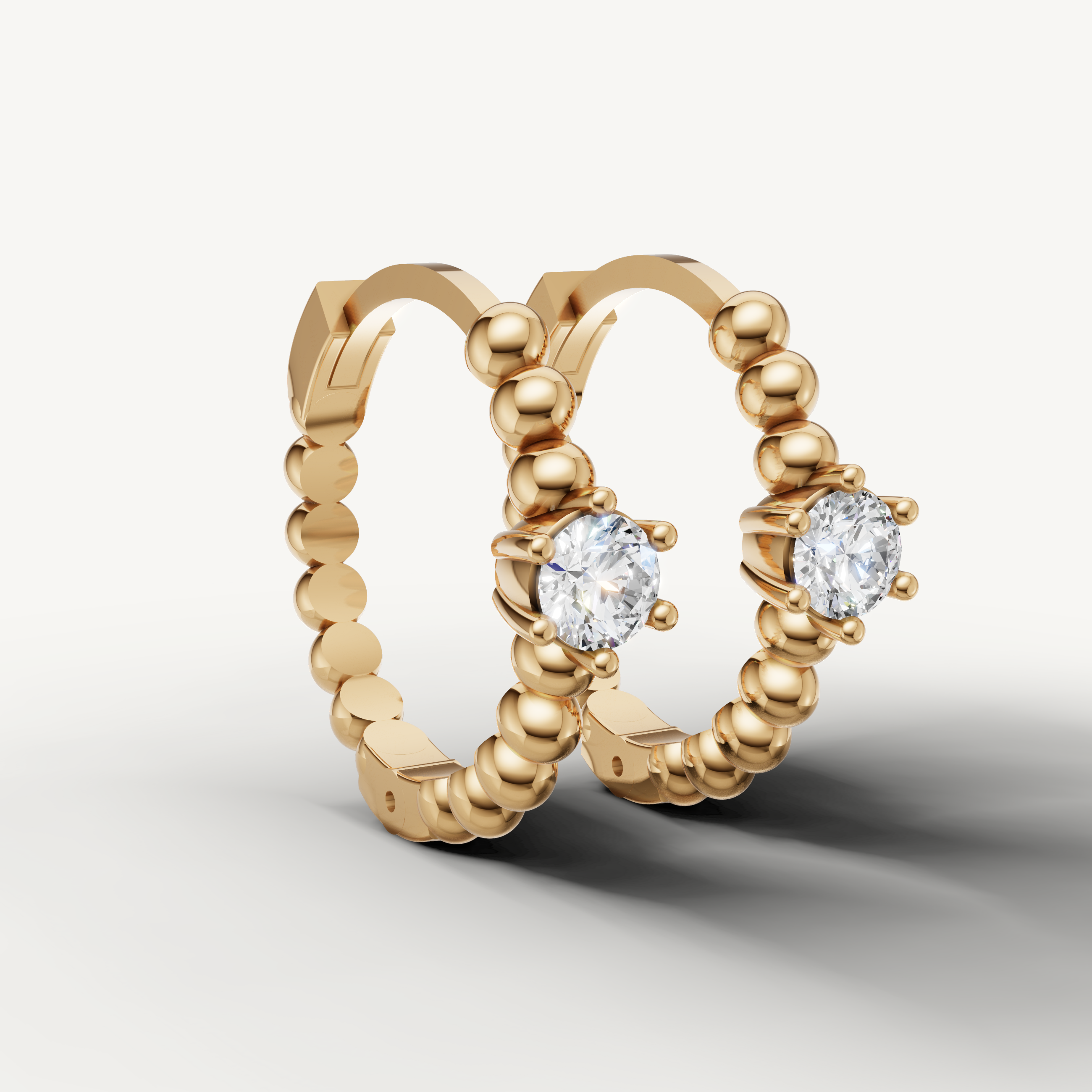Luxury yellow gold bubble texture diamond earrings for daily wear