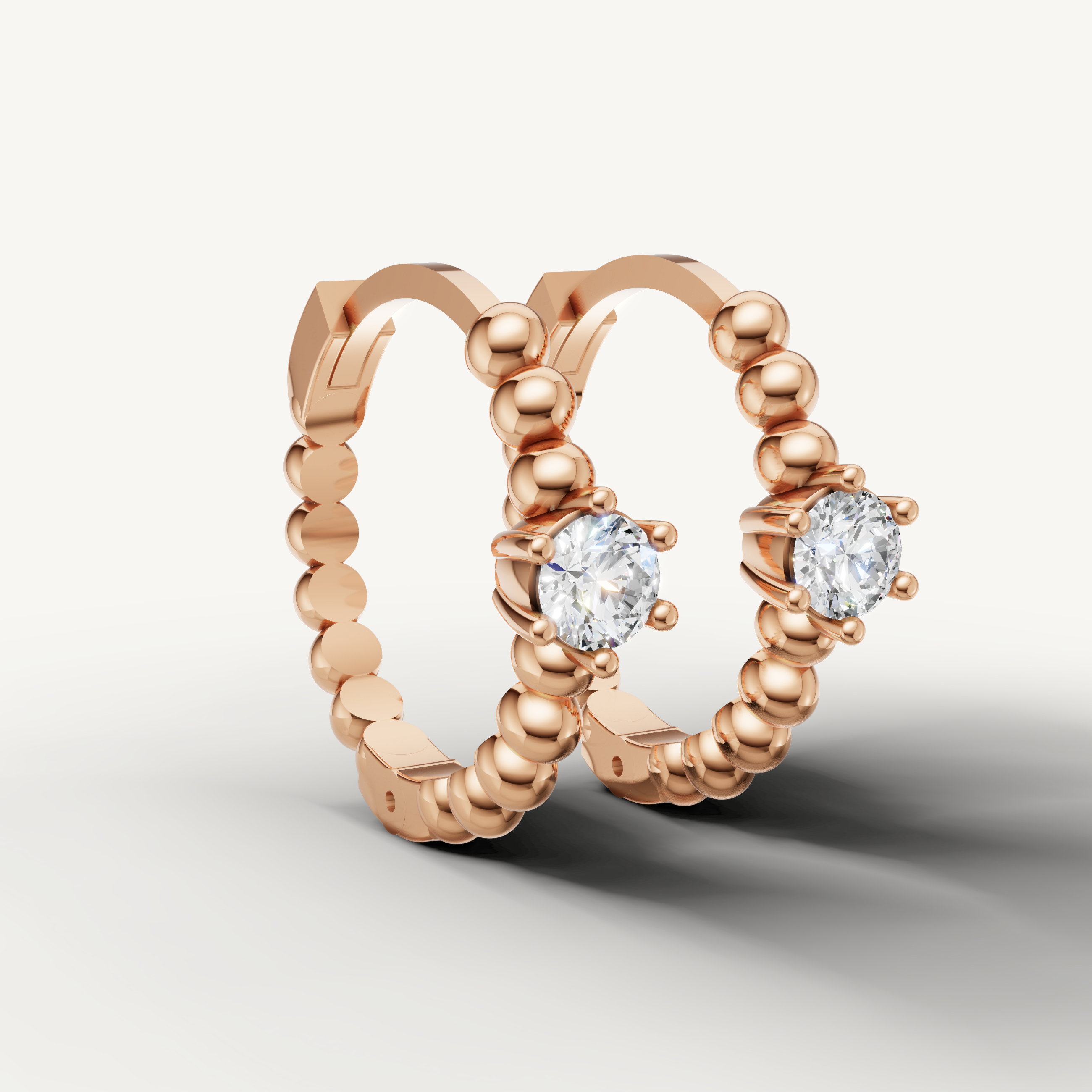 Luxury rose gold bubble texture diamond earrings for daily wear
