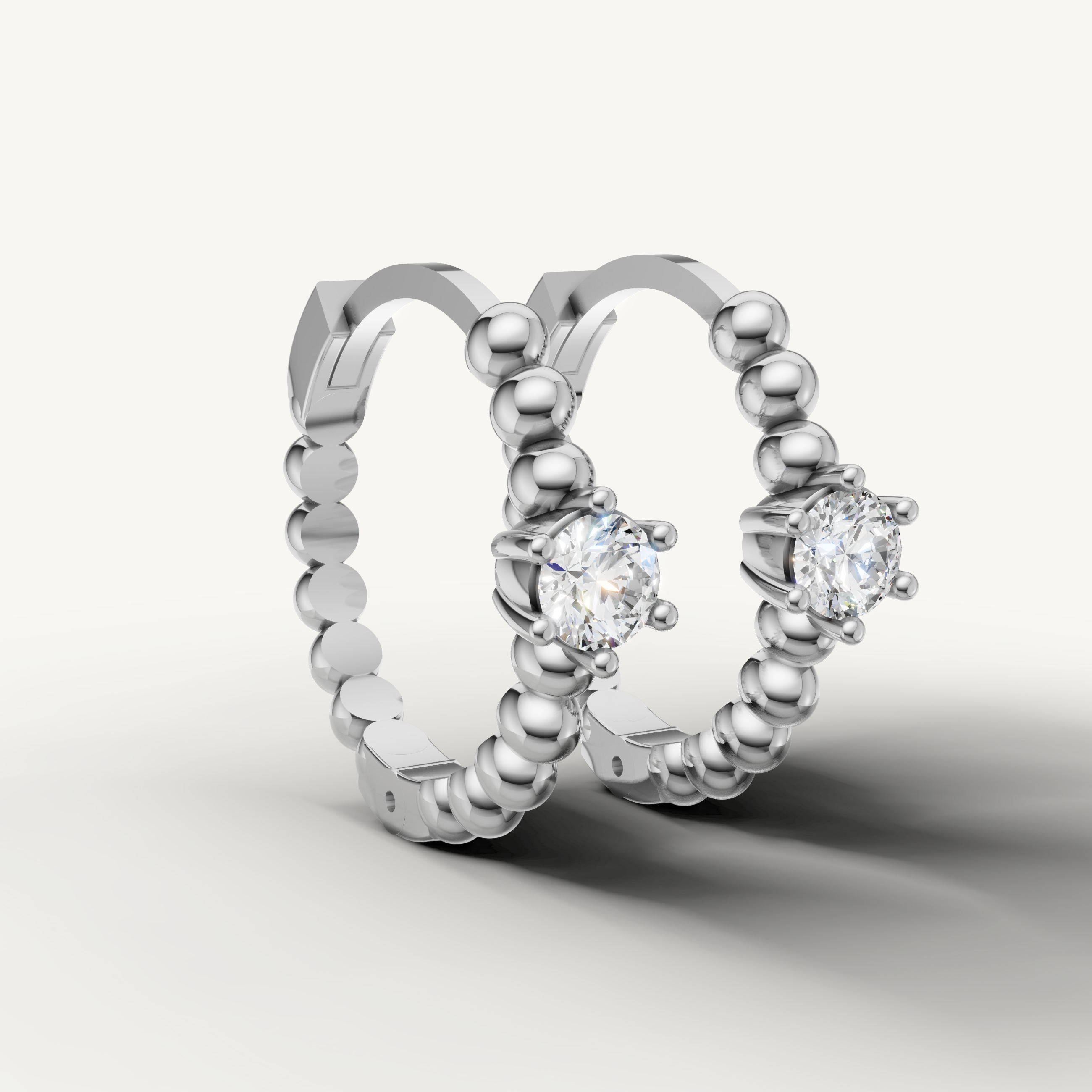 Luxury white gold bubble texture diamond earrings for daily wear