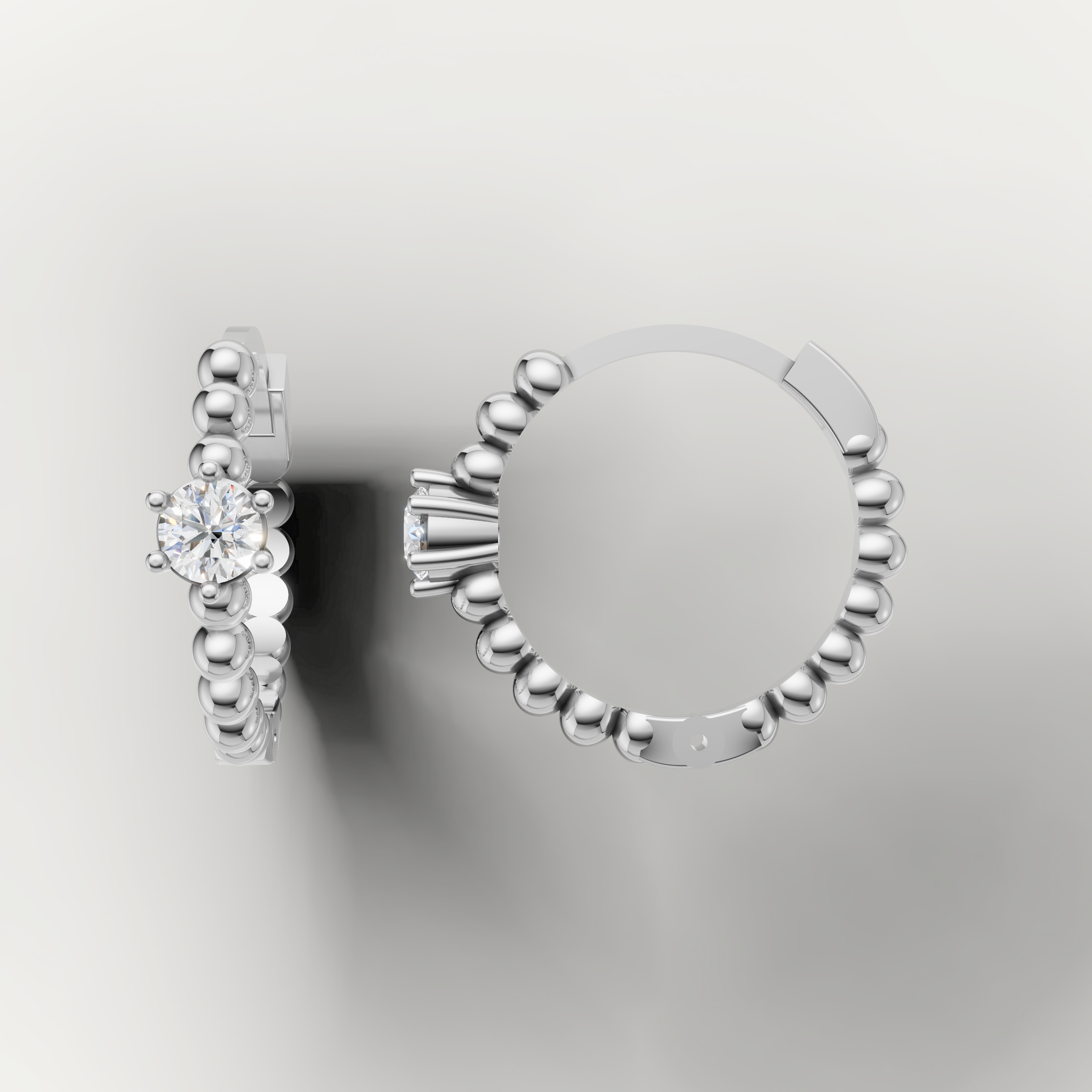 Elegant white gold round diamond hoop earrings by Raul Diamonds