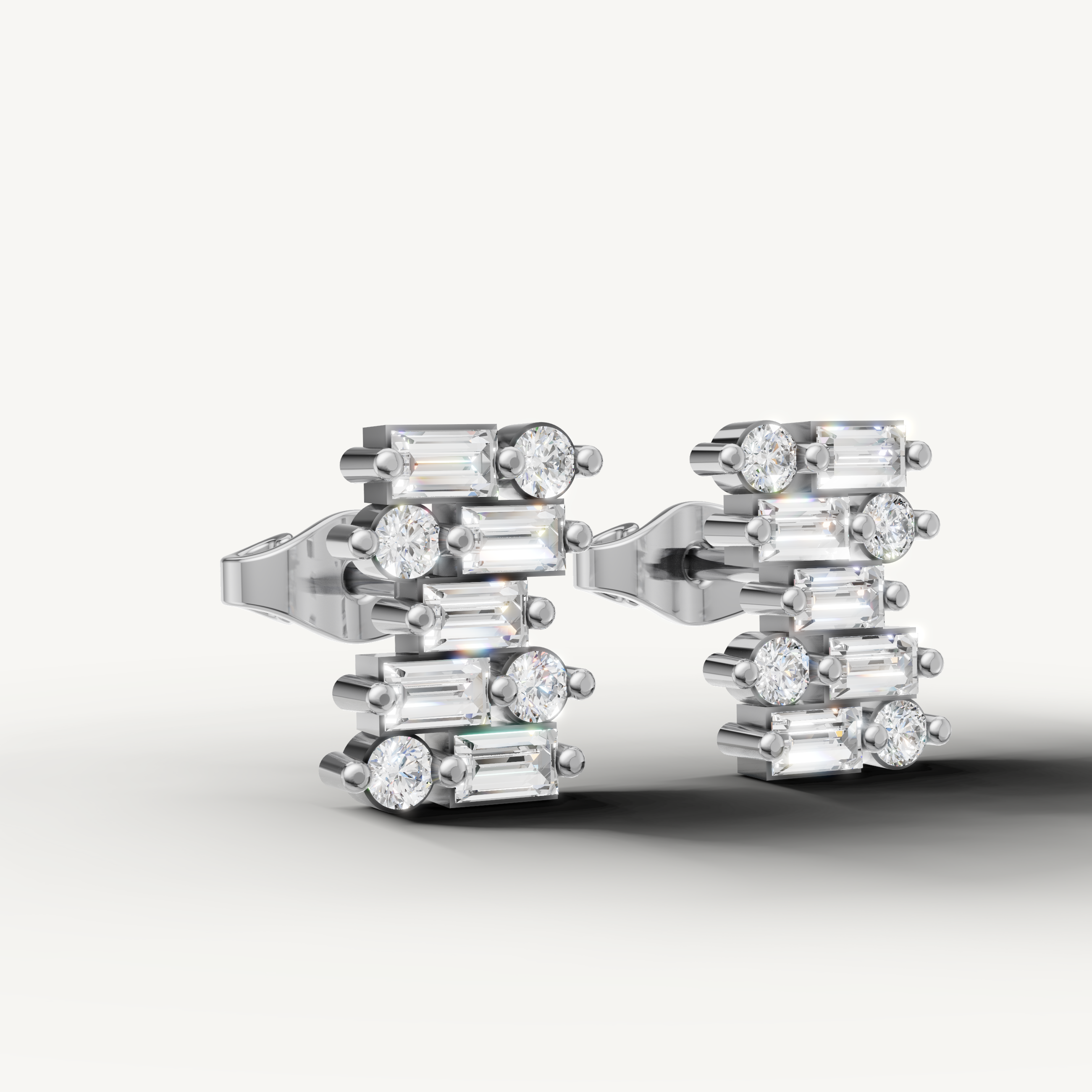 Elegant white gold geometric diamond earrings for women by Raul Diamonds